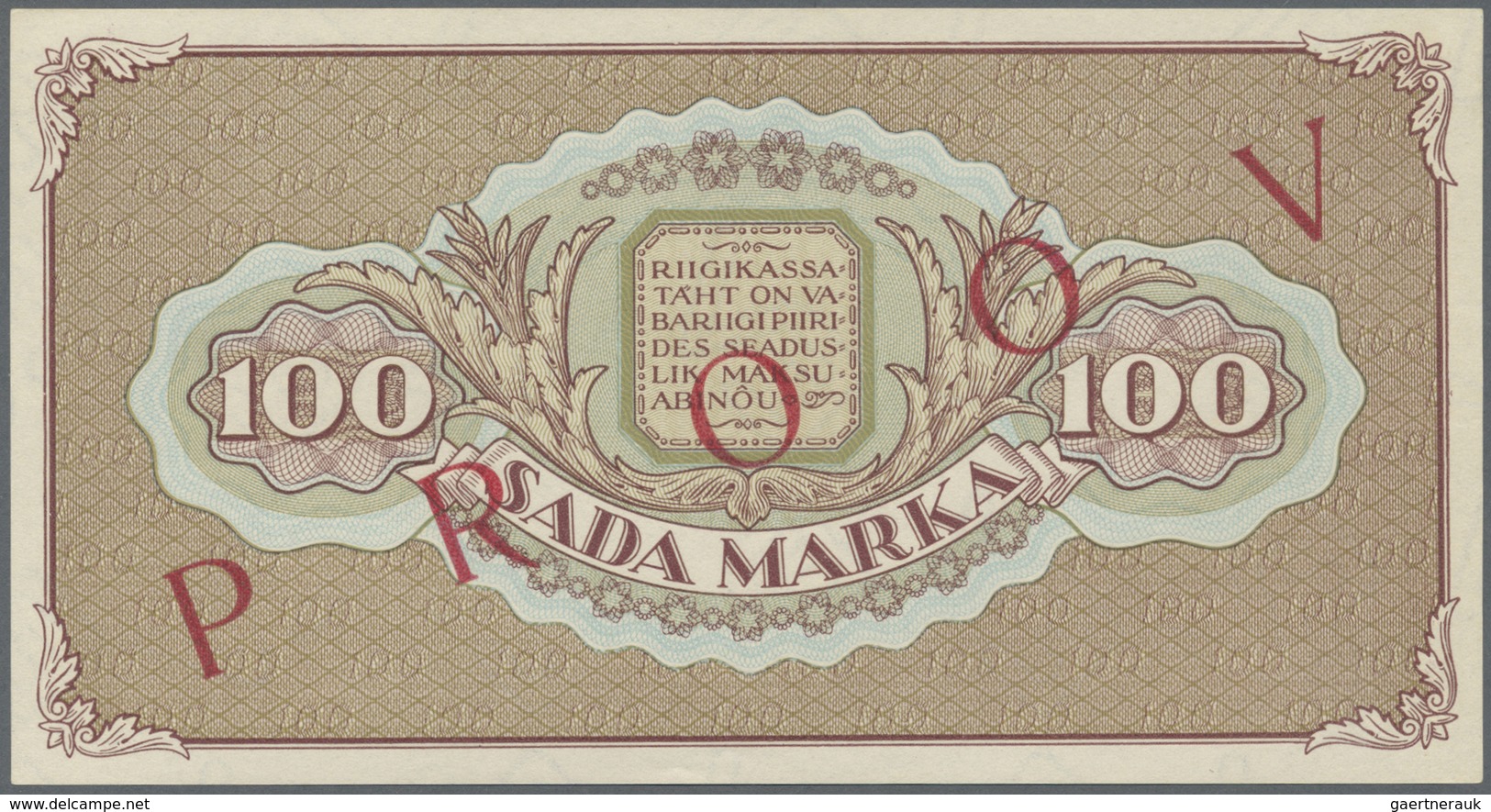 Estonia / Estland: 100 Marka 1923 Specimen Proofs P. 23sp, Front And Back Seperatly Printed On Water - Estonia