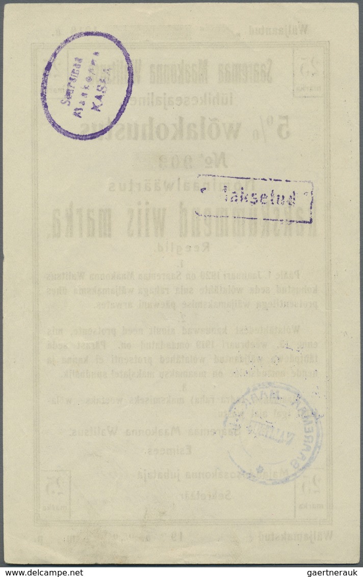 Estonia / Estland: Saaremaa 25 Mark 1920 R*2325, Unfolded But With Light Handling In Paper, Conditio - Estland