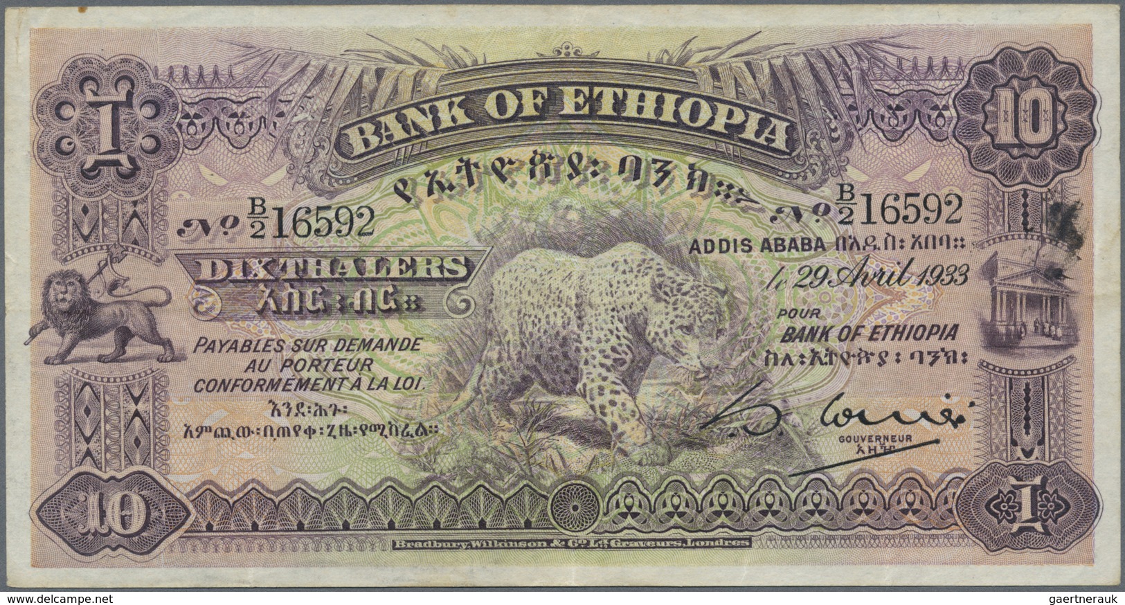 Ethiopia / Äthiopien: Highly Rare Set With 4 Banknotes Comprising 5 Thalers 1932 P.7 (in XF), 10 Tha - Ethiopia
