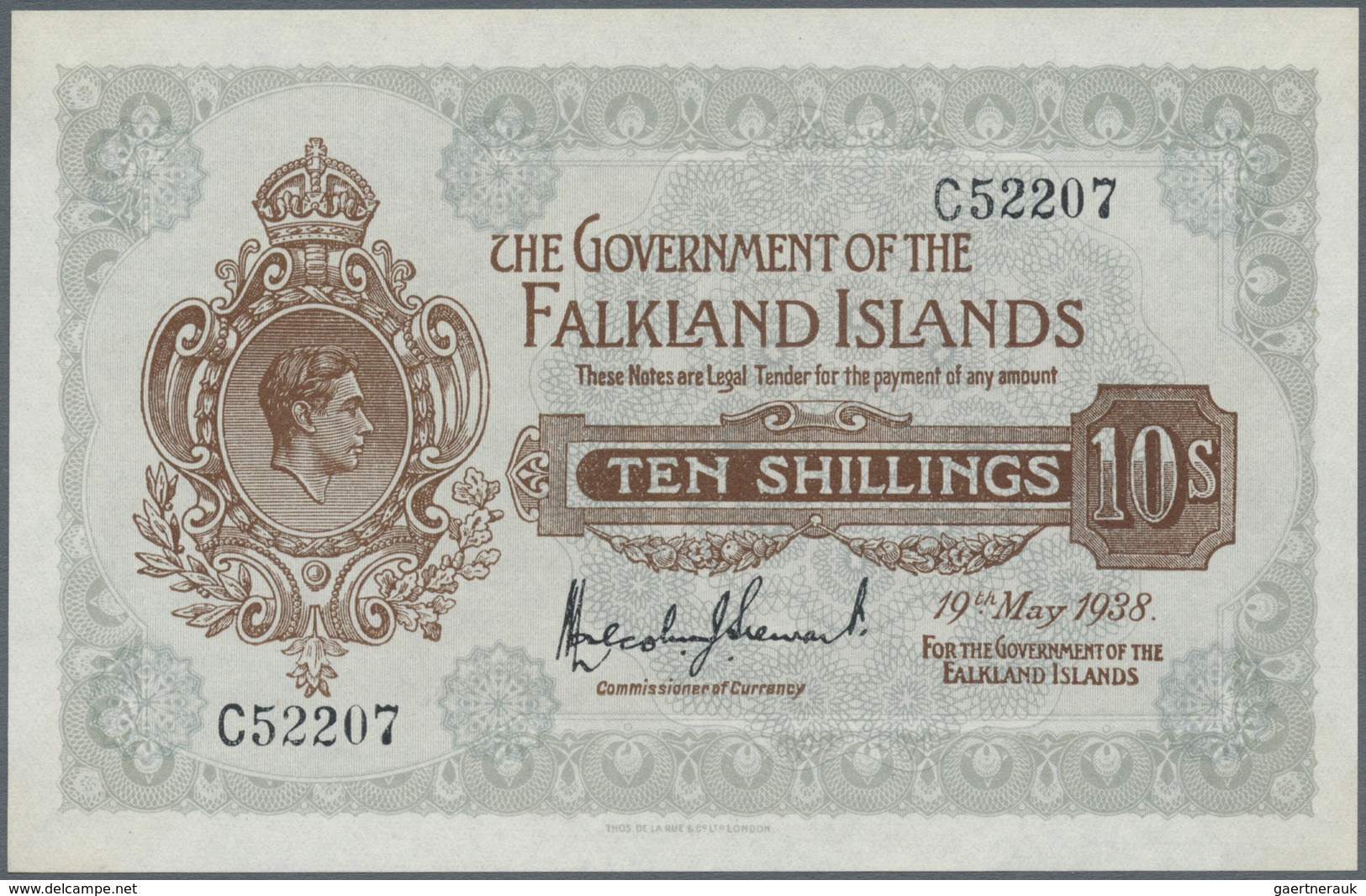 Falkland Islands / Falkland Inseln: 10 Shillings 1938, P.4 In UNC - Falkland Islands