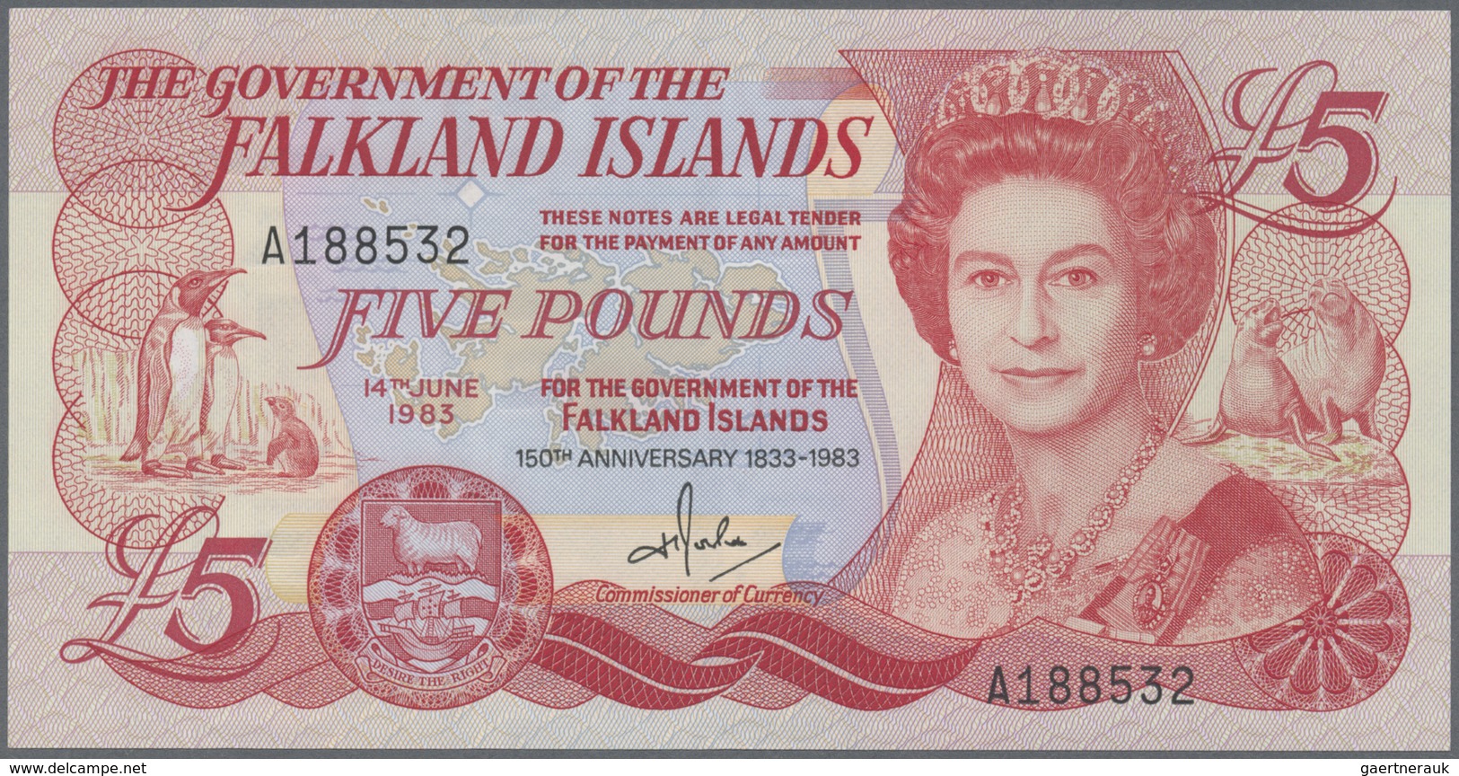 Falkland Islands / Falkland Inseln: 5 Pounds 1983 And 20 Pounds 1984, P.12, 15 In UNC (2 Pcs.) - Falkland Islands