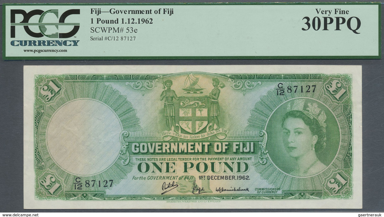 Fiji: 1 Pound December 1st 1962, P.53e, Very Nice Condition With A Few Folds And Creases In The Pape - Fiji