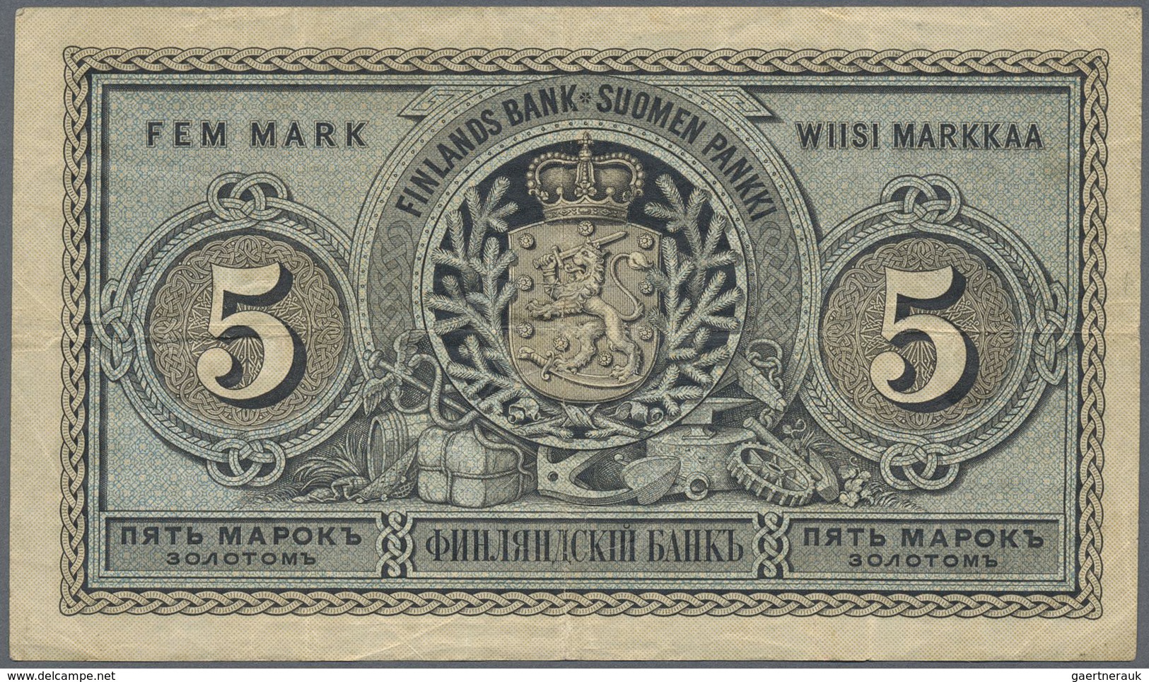 Finland / Finnland: 5 Markkaa 1886, P.A50b, Very Nice Note With Strong Paper And Bright Colors, Some - Finland