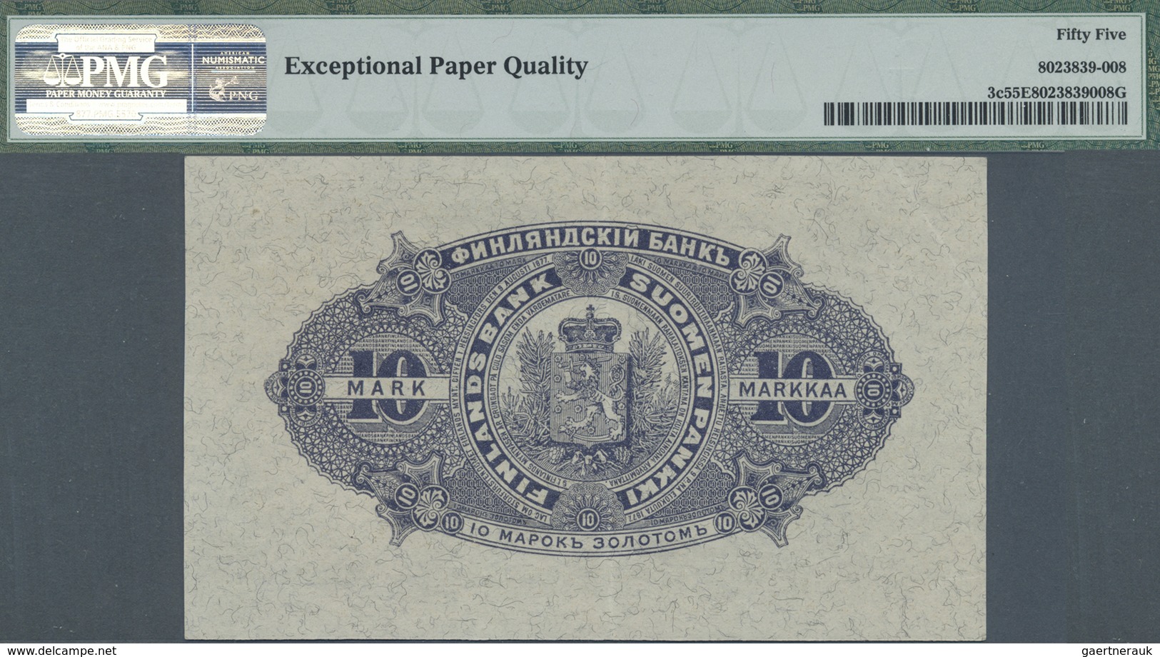 Finland / Finnland: 10 Markkaa 1898, P.3c, Great Note With Exceptional Paper Quality, PMG Graded 55 - Finland