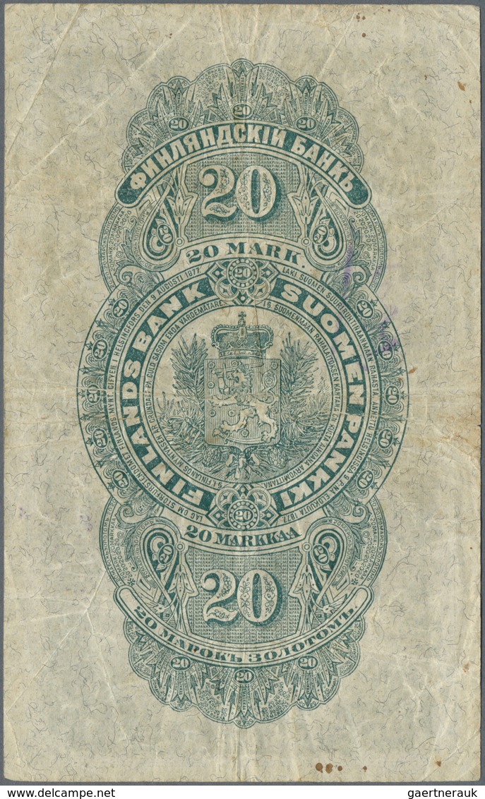 Finland / Finnland: 20 Markkaa 1898 P. 5, Used With Several Folds And Creases, A Small Writing At Le - Finland