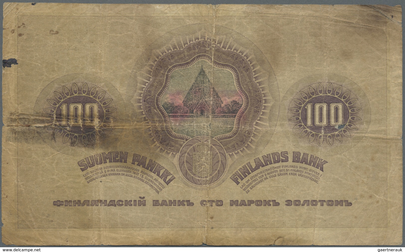 Finland / Finnland: 100 Markkaa 1909 P. 13, Stronger Used With Stained Paper, Bank Stamp On Front, S - Finland