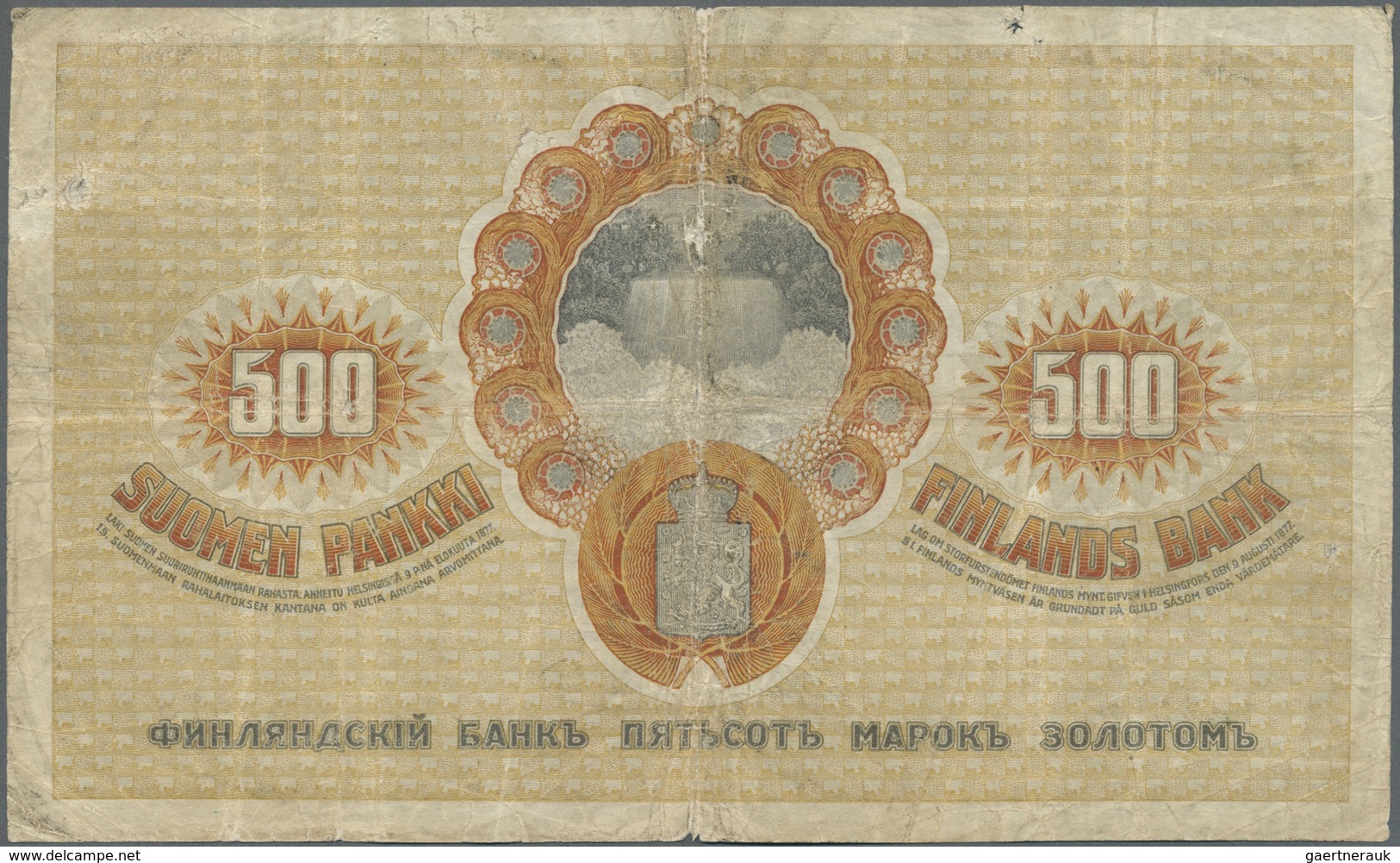 Finland / Finnland: 500 Markkaa 1909 P. 23, Used With Folds And Creases, Small Holes In Paper, No Re - Finland