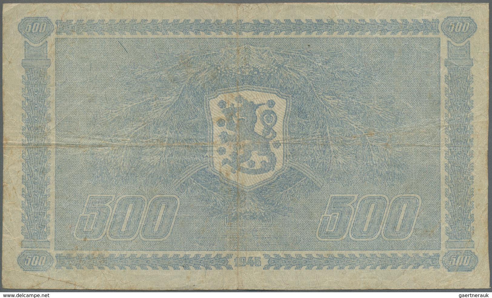 Finland / Finnland: 500 Markkaa 1945 P. 89 In Used Condition With Several Folds And Creases, Minor C - Finland