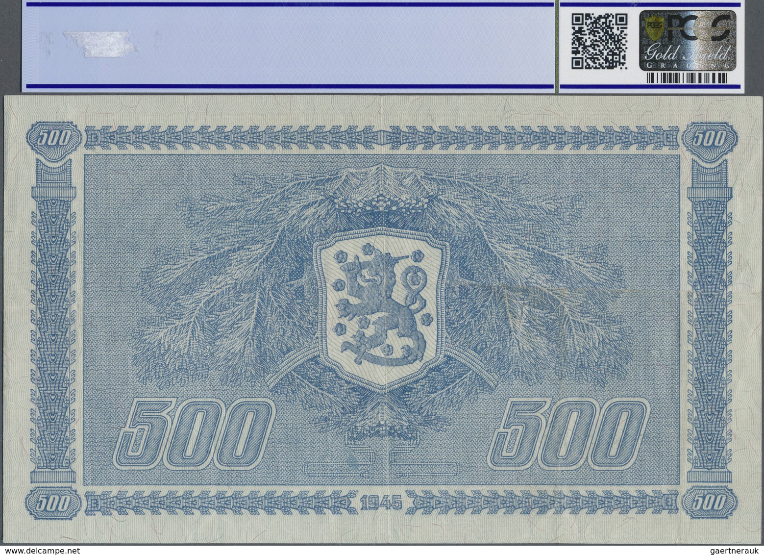 Finland / Finnland: 500 Markkaa 1945, Litt. B, P.89a, Vertical And Horizontal Folds And Afew Minor S - Finland