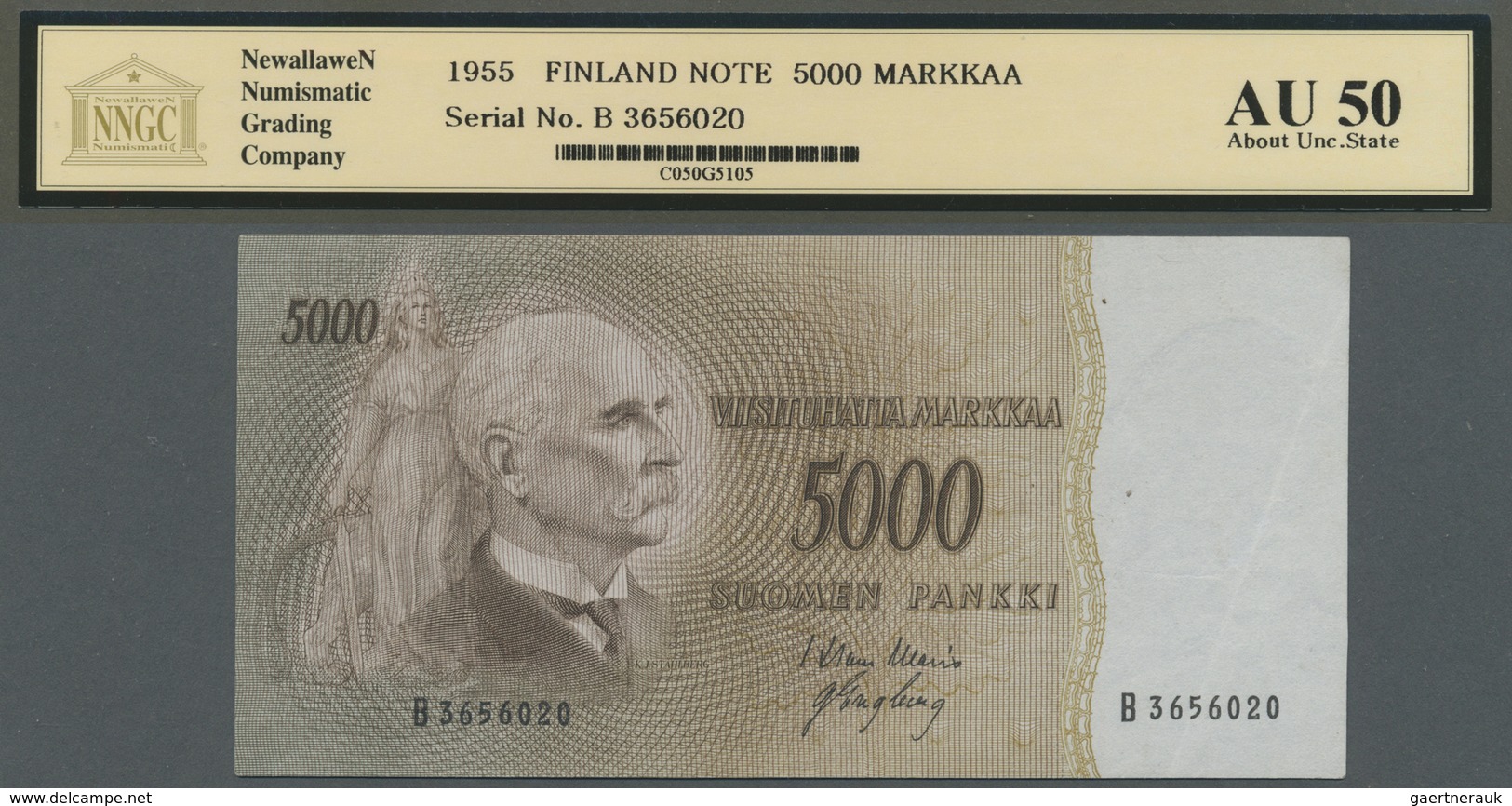 Finland / Finnland: 5000 Markkaa 1955, Almost Perfect Condition With Tiny Spots, NNGC Grading 50 AU - Finland