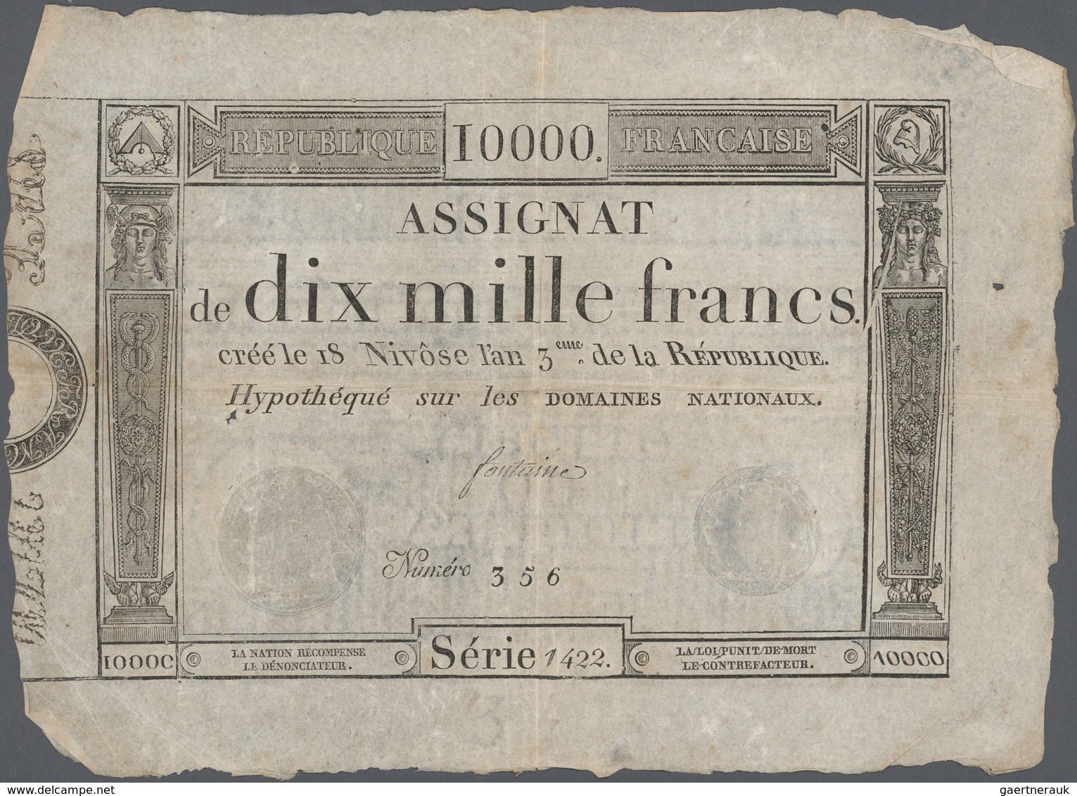 France / Frankreich: Set Of 3 Notes 10.000 Livres 1795 P. A82, All In Used Condition Without Large D - Other & Unclassified
