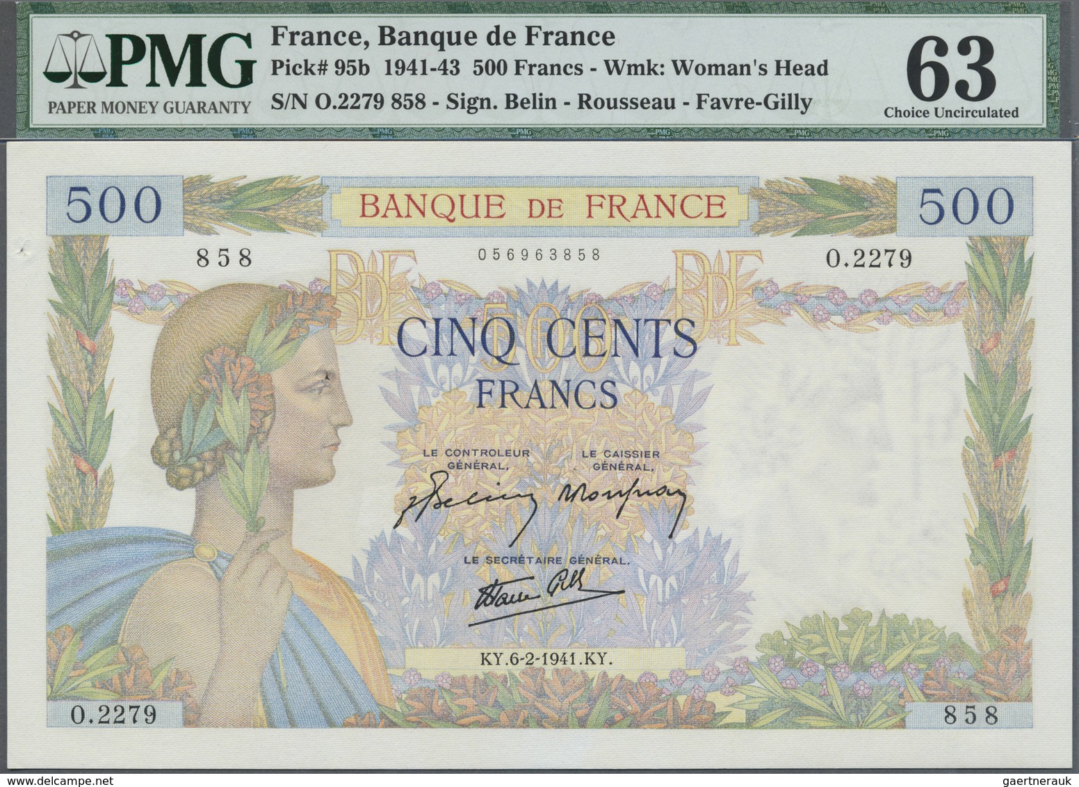 France / Frankreich: 500 Francs 1941, P.95b, Tiny Hole At Upper Left Center And Upper Left Border, O - Other & Unclassified