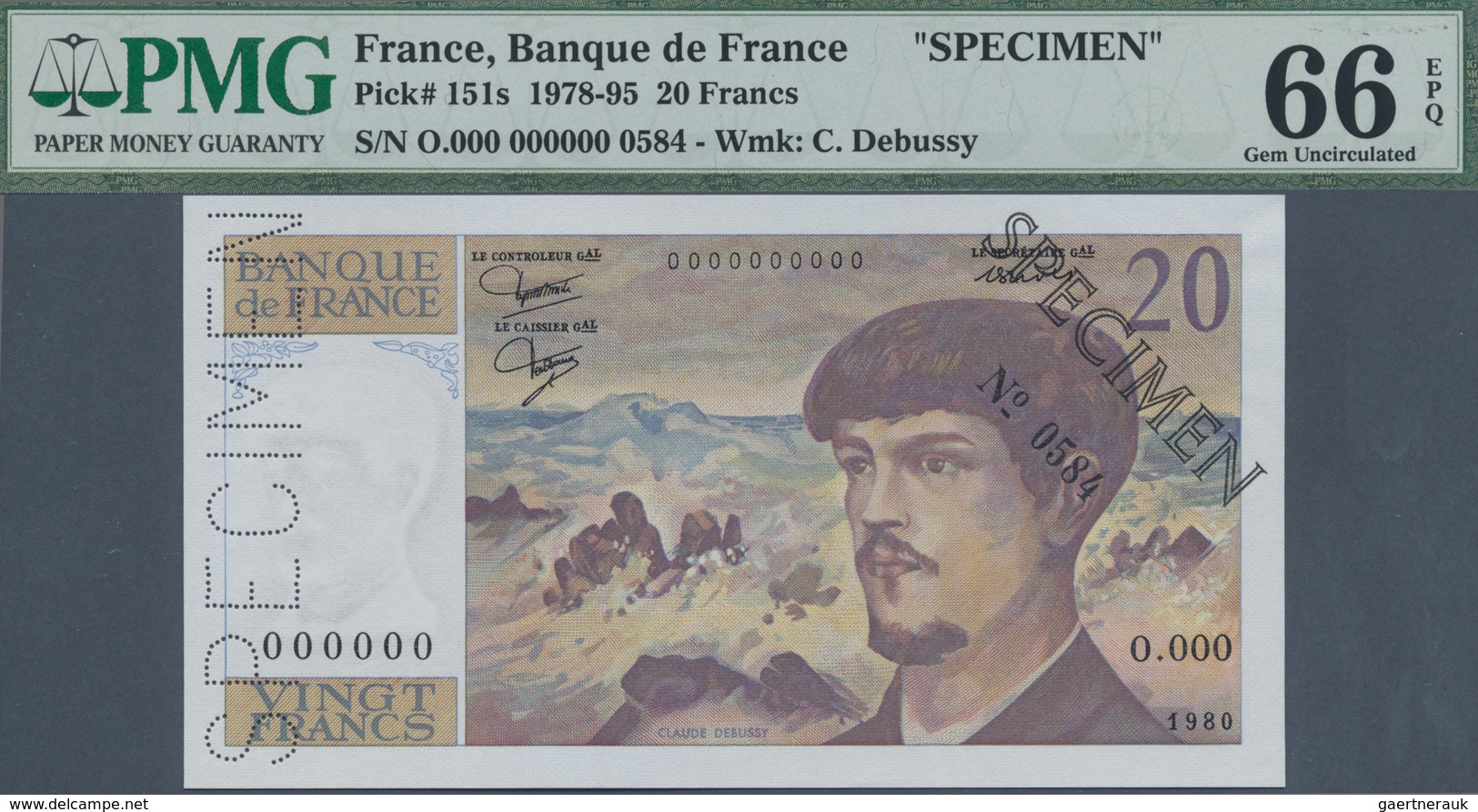 France / Frankreich: 20 Francs 1980 Specimen P. 151 With Zero Serial Numbers And Specimen Perforatio - Other & Unclassified