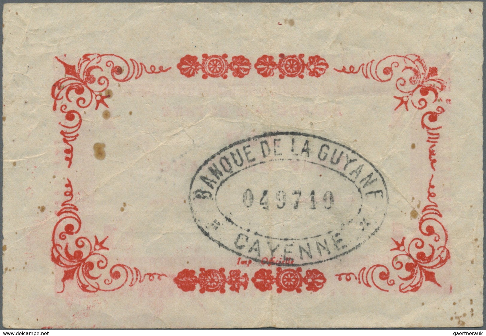 French Guiana / Französisch-Guayana: Banque De La Guyane 1 Franc ND(1942), P.11, Several Folds And C - French Guiana