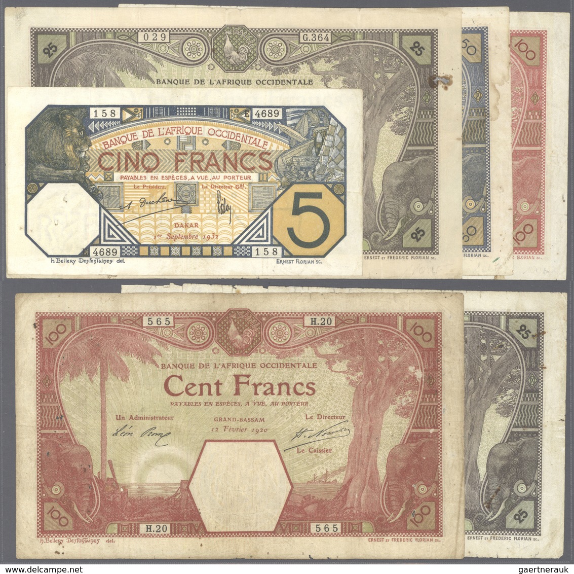 French West Africa / Französisch Westafrika: Big Lot Of 70 Banknotes Containing The Following Issues - Westafrikanischer Staaten