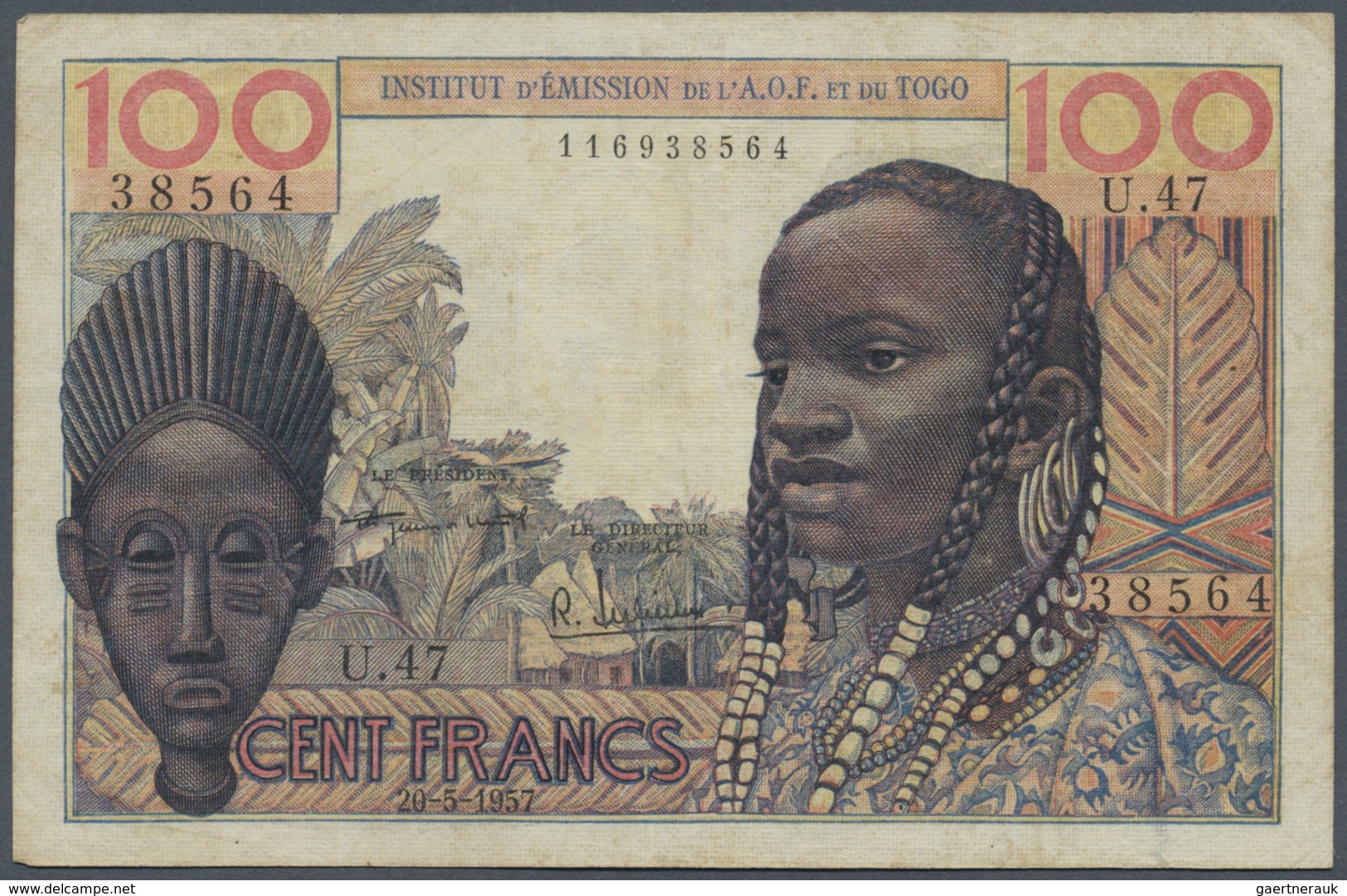 French West Africa / Französisch Westafrika: 100 Francs 1957 Institut D'Emission De L'A.O.F. Et Du T - Westafrikanischer Staaten