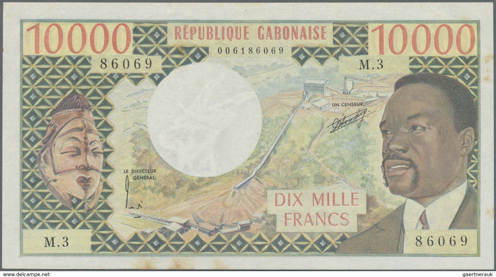 Gabon / Gabun: 10.000 Francs ND P. 5a, Unfolded, Crisp With Only Light Staining At Lower Border, Oth - Gabon