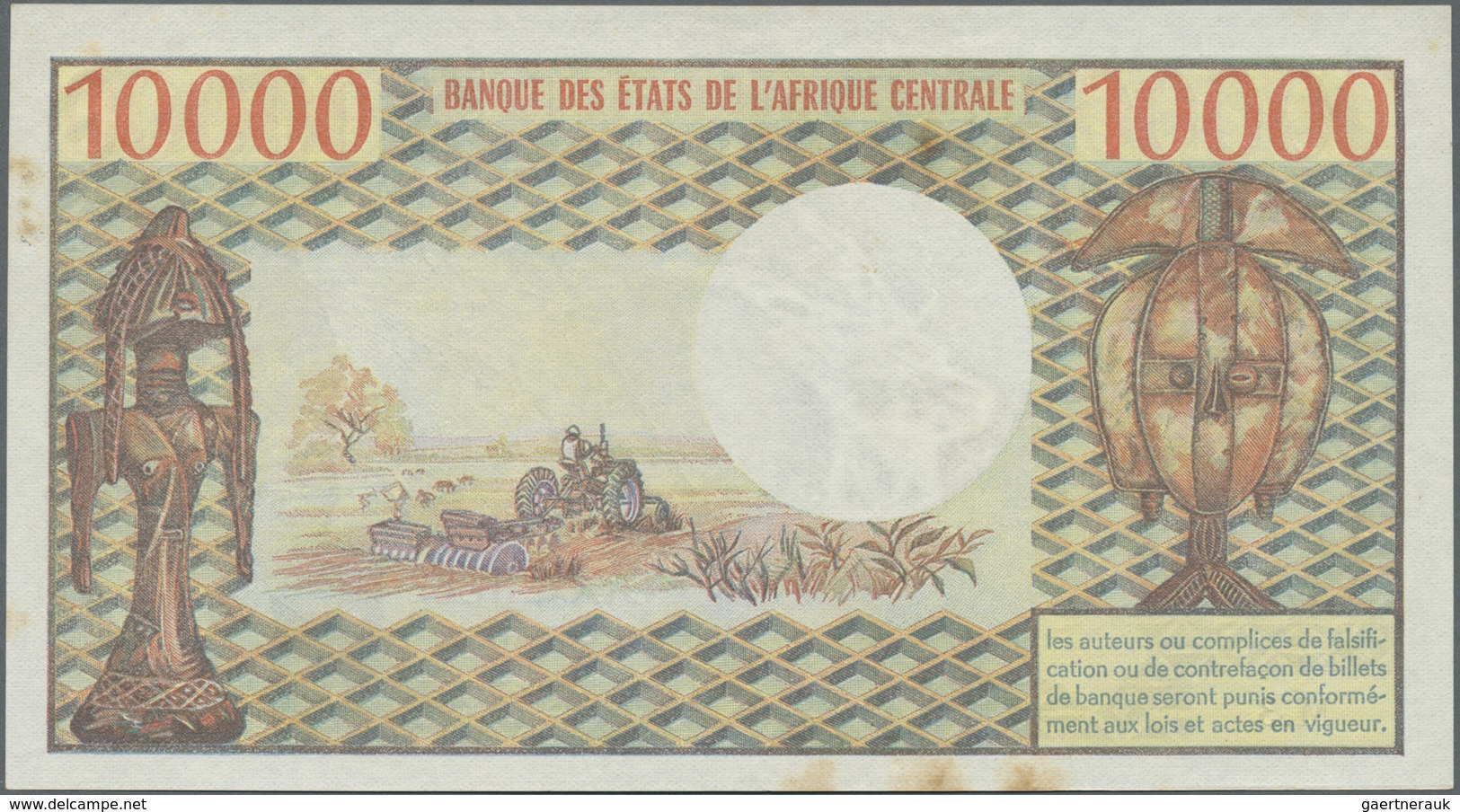 Gabon / Gabun: 10.000 Francs ND P. 5a, Unfolded, Crisp With Only Light Staining At Lower Border, Oth - Gabon