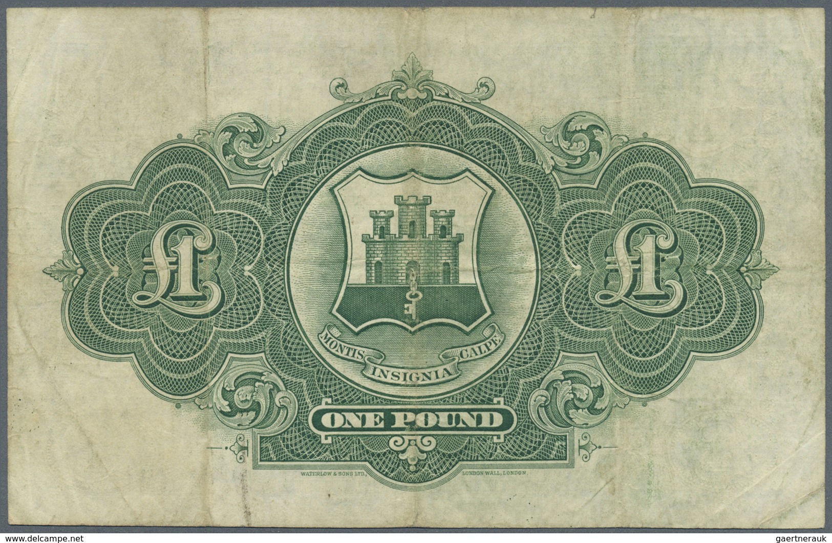Gibraltar: 1 Pound 1927 P. 12, Rare Date Issue, Used With A Light Staining At Upper Left, 3 Vertical - Gibraltar