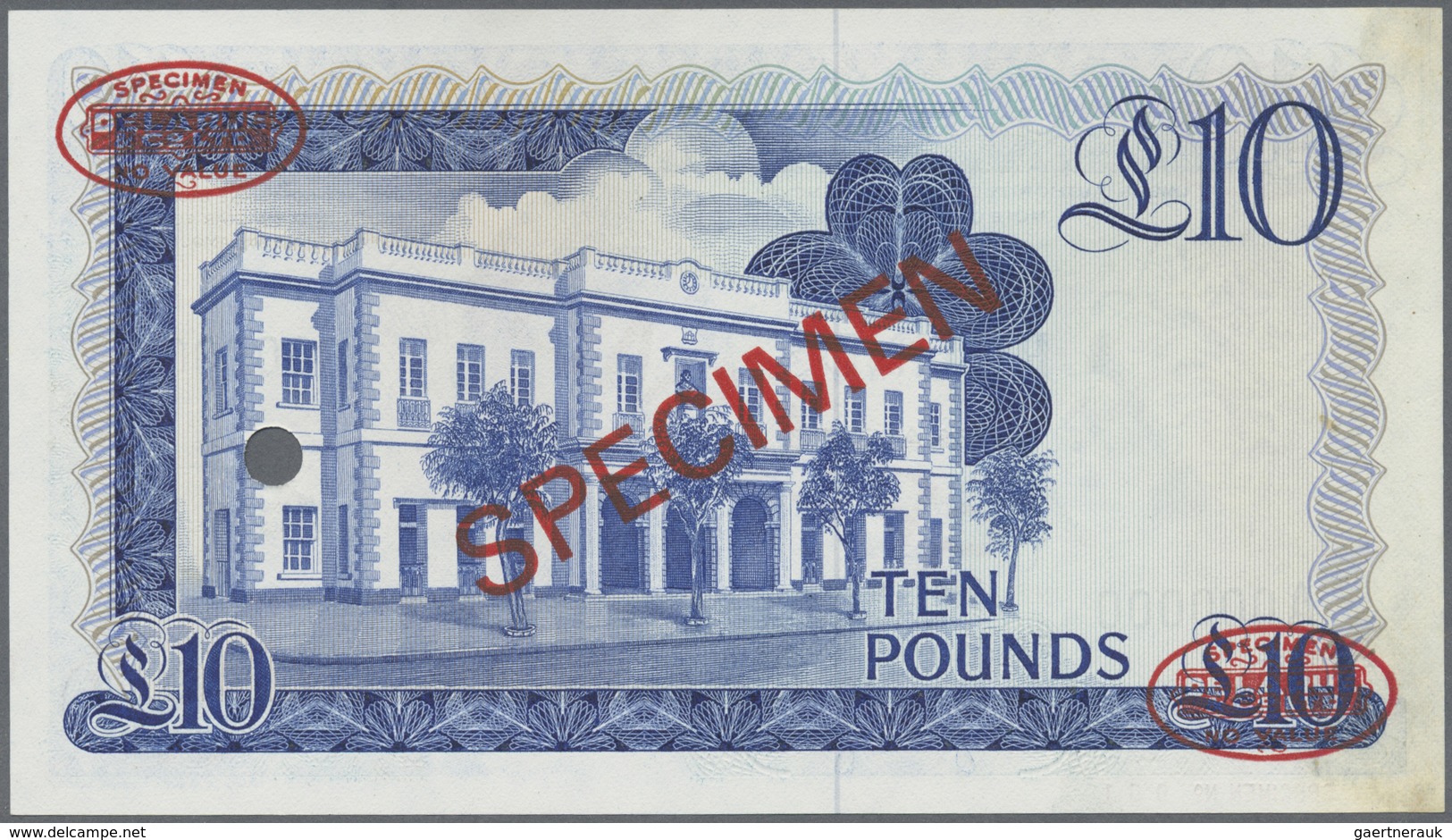 Gibraltar: 10 Pounds 1976 TDLR Specimen, P.22bs No.001 A 000000 UNC - Gibraltar