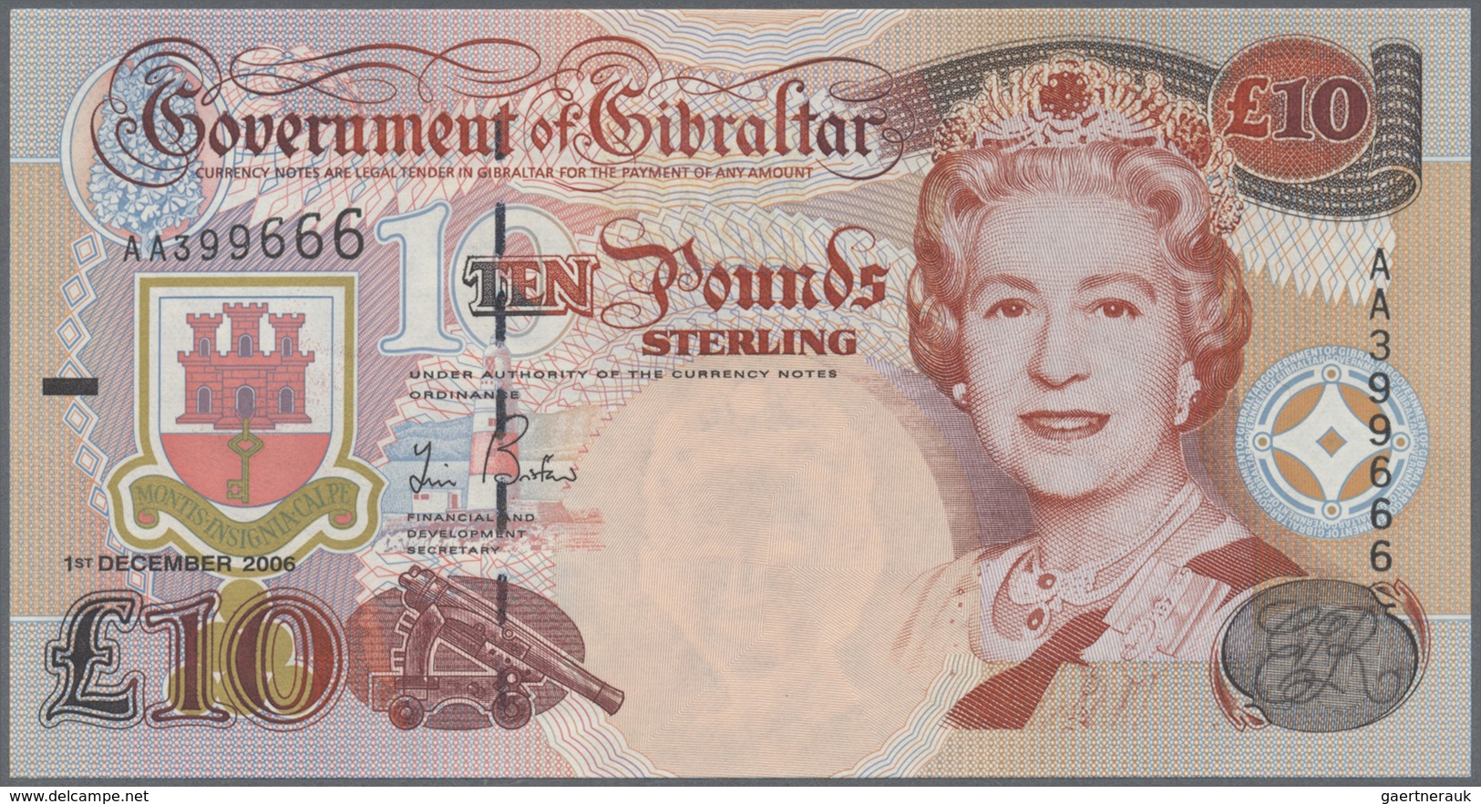 Gibraltar: Set with 6 Banknotes 5 Pounds 2000 P.29, 10 Pounds 2002 P.30, 20 Pounds 2004 P.31, 10 Pou