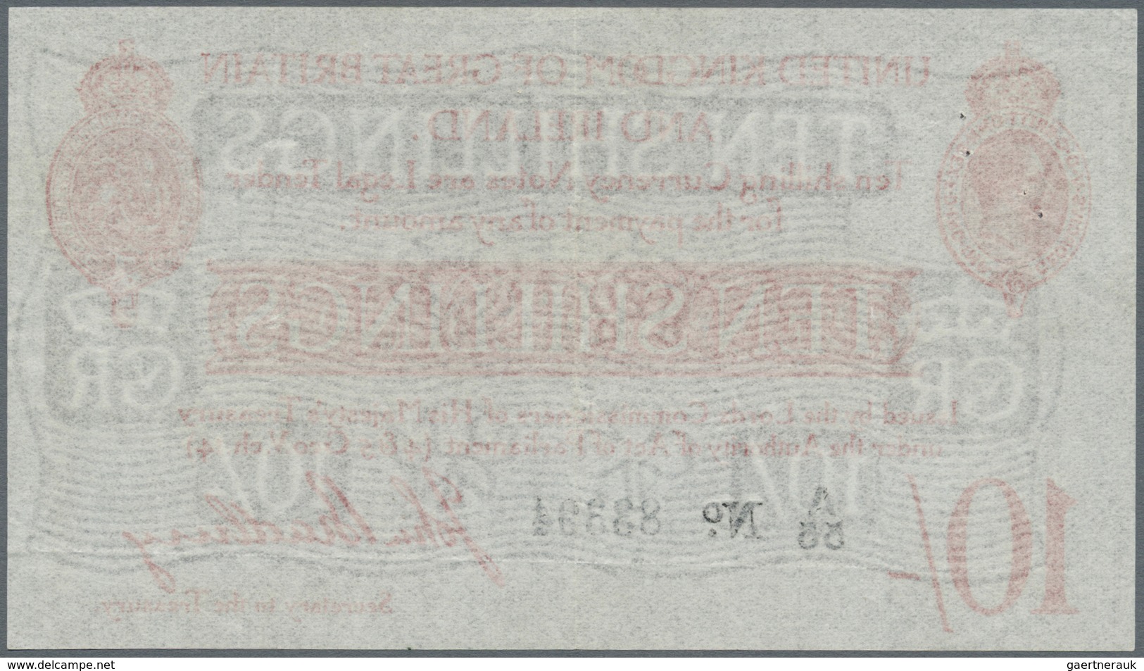 Great Britain / Großbritannien: 10 Shillings ND P. 348, T12, 4 Tiny Pinholes At Upper Left, Light Ve - Other & Unclassified