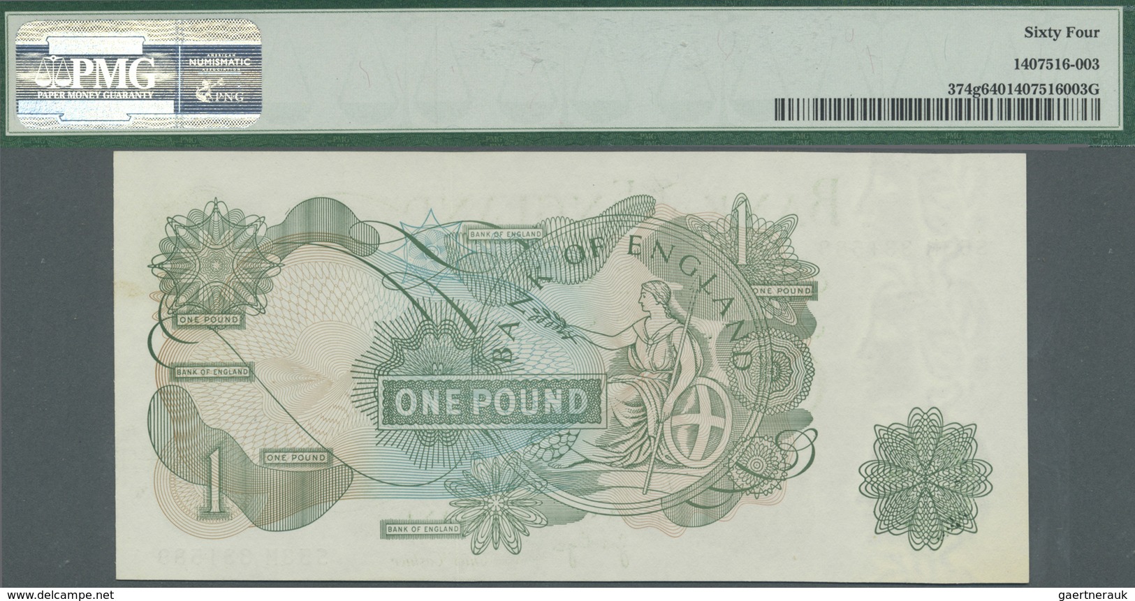 Great Britain / Großbritannien: Set Of 2 CONSECUTIVE Banknotes 1 Pound ND(1970-77) P. 374g, Both PMG - Other & Unclassified