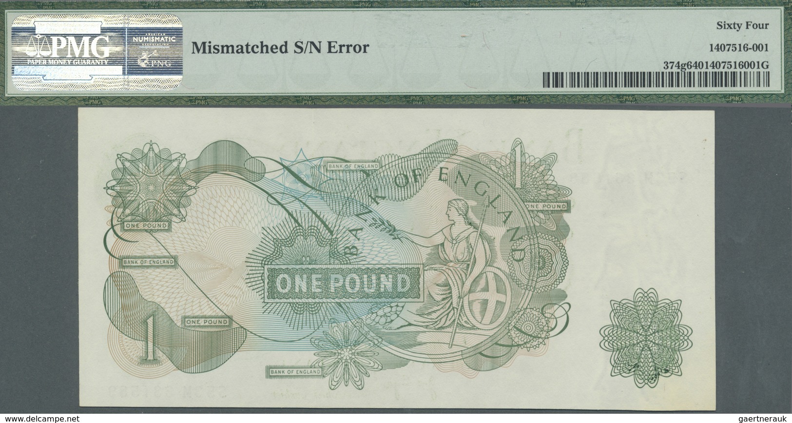 Great Britain / Großbritannien: Set Of 2 CONSECUTIVE Banknotes 1 Pound ND(1970-77) P. 374g, Both PMG - Other & Unclassified