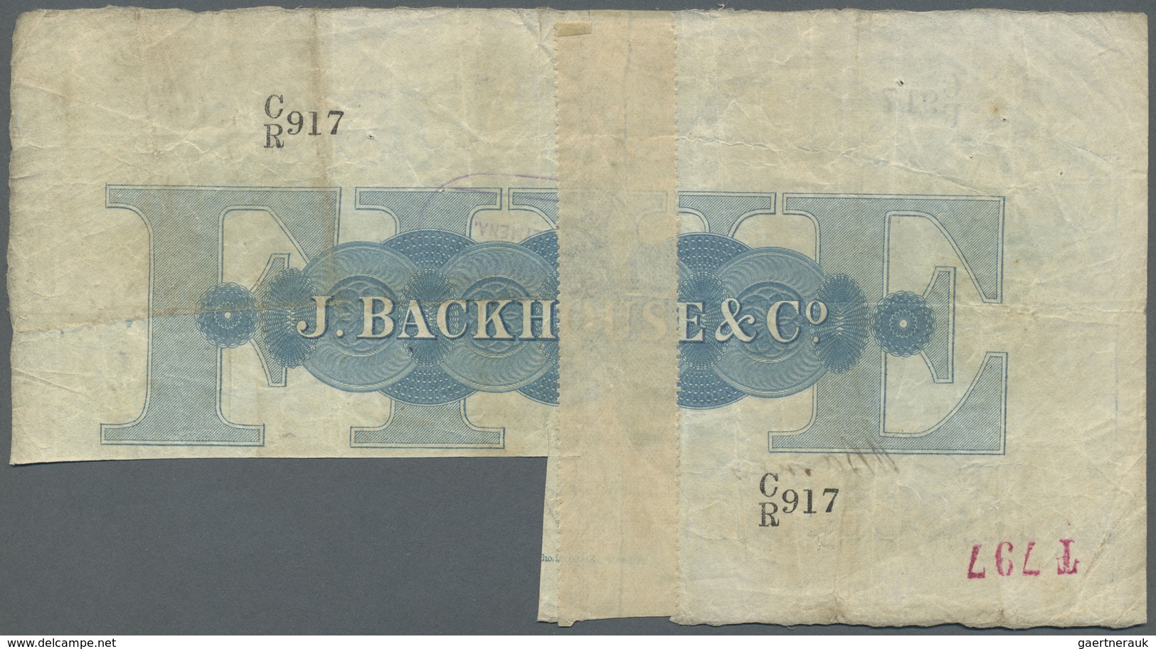 Great Britain / Großbritannien: Durham Bank 5 Pounds 1889 P. NL, Used With Folds And Creases, Cancel - Other & Unclassified