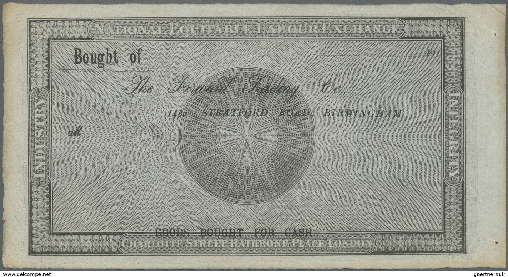Great Britain / Großbritannien: 80 Hours 1833 Remainder Note Of The National Equitable Labour Exchan - Other & Unclassified