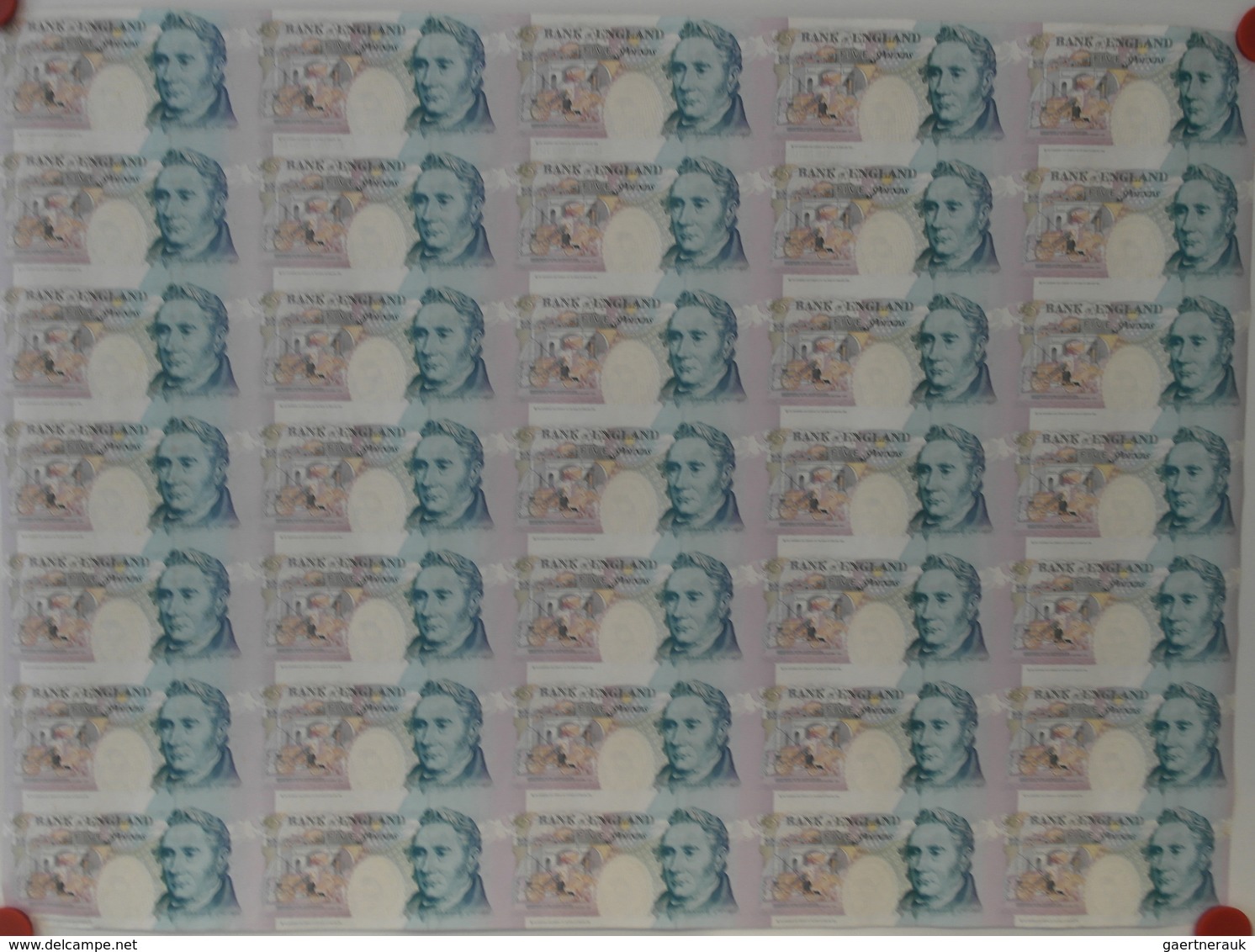 Great Britain / Großbritannien: Uncut Sheet Of 35 Pcs 5 Pounds ND P. 382 In Condition: UNC. (35 Pcs - Other & Unclassified