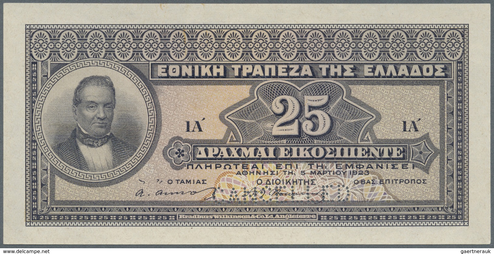 Greece / Griechenland: 25 Drachmai 1923 Color Trial P. 71ct, Consisting Of 2 Seperate Printed Front - Greece