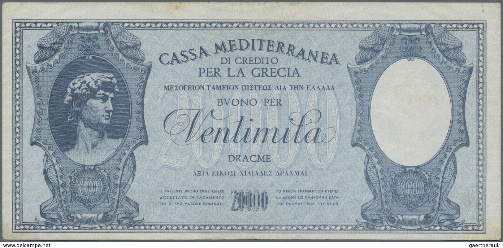 Greece / Griechenland: 20.000 Drachmai ND(1941) P. M9, Never Folded, Only Light Handling In Paper An - Greece