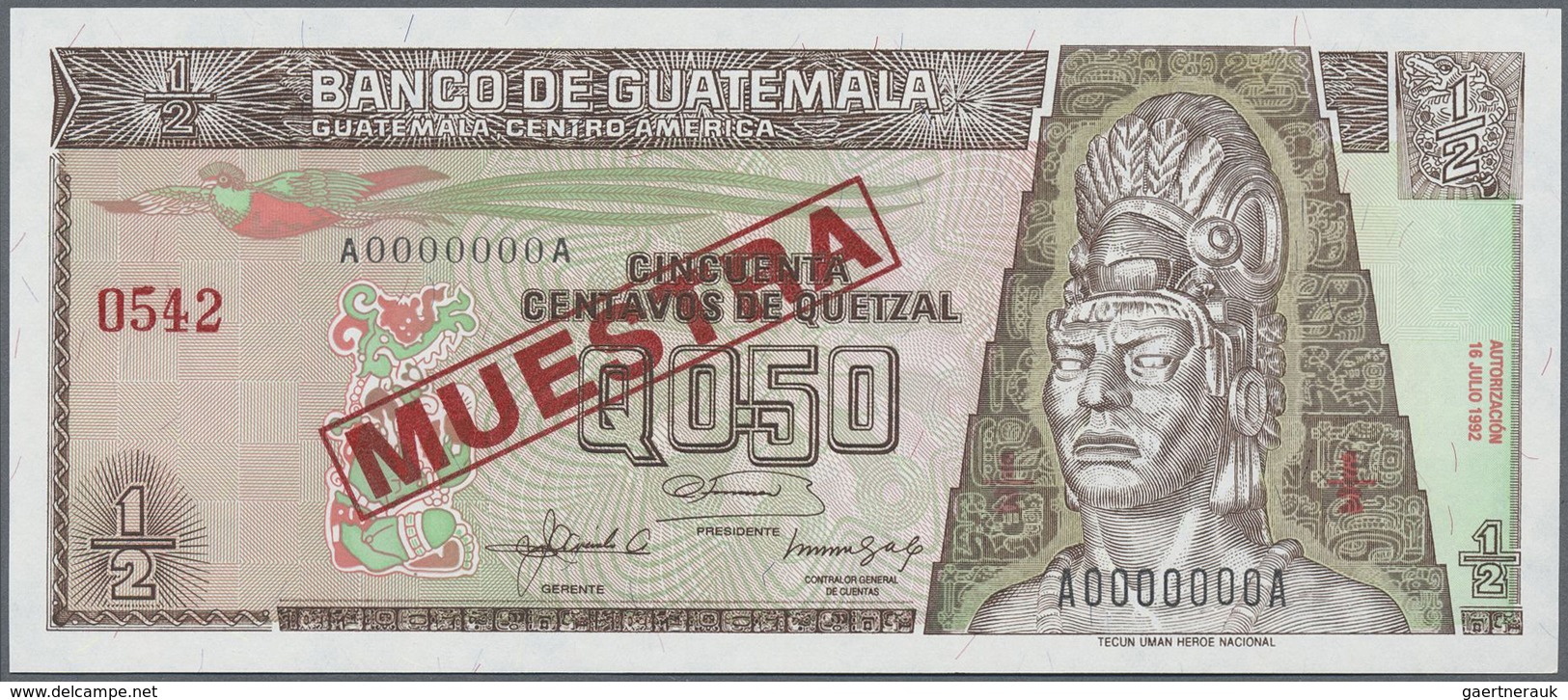 Guatemala: 1/2 Quetzal 1992 Specimen P. 79s In Condition: UNC. - Guatemala