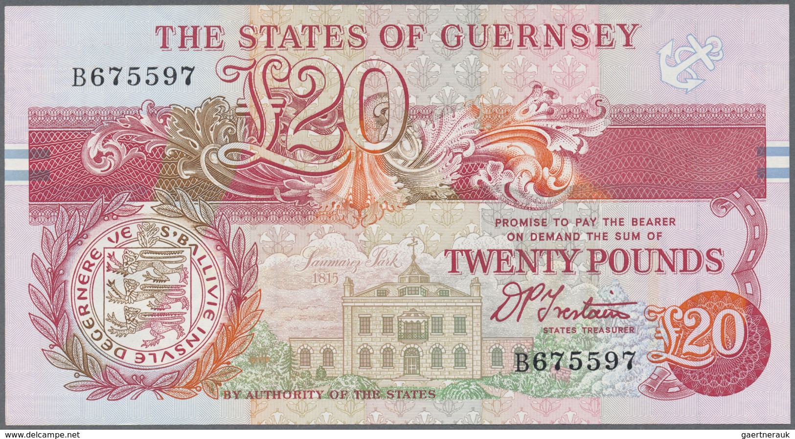 Guernsey: Set with 4 Banknotes containing 1, 5, 10 and 20 Pounds ND(1990-2016), P.52a, 53b, 54a, 55b