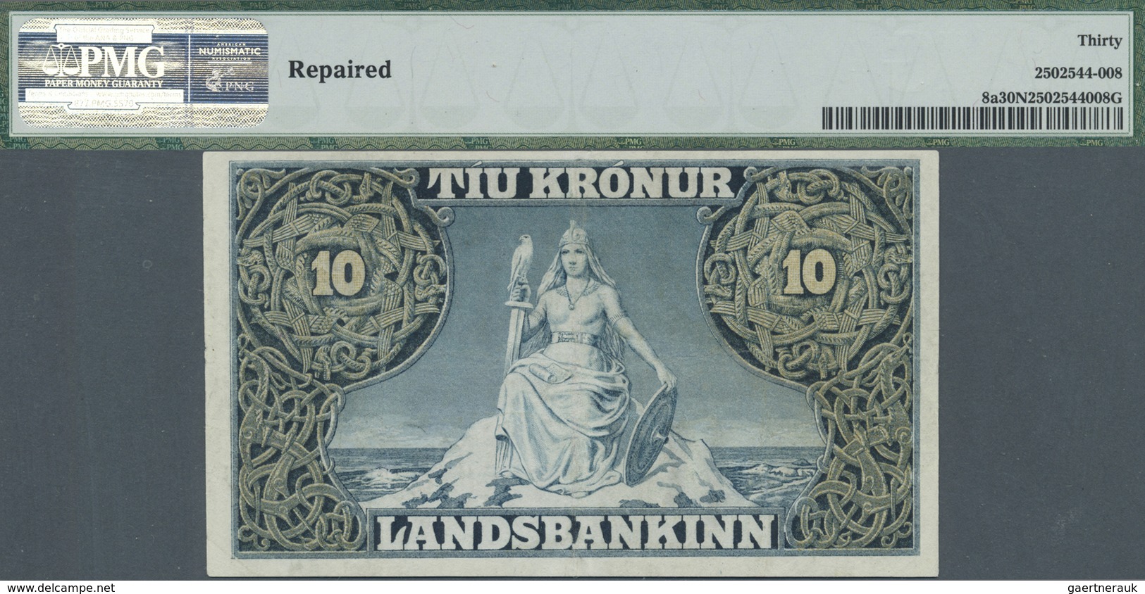 Iceland / Island: 10 Kronur 1900 (ND 1912) P. 8a, Repeater Number, PMG Graded 30 VF NET. - Iceland