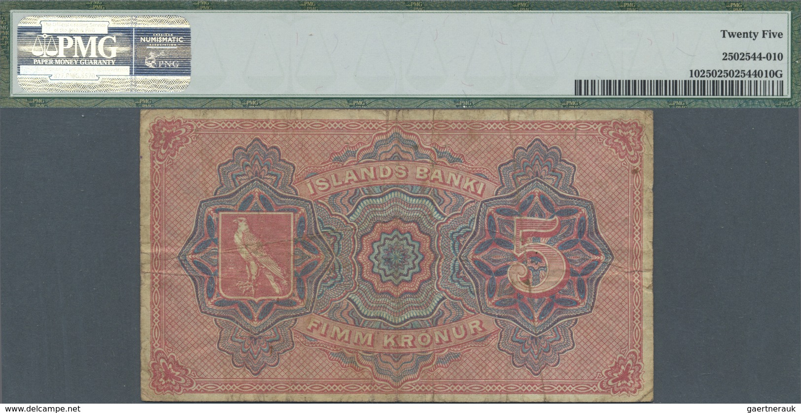 Iceland / Island: 5 Kronur 1904 P. 10, PMG Graded 25 VF. - Iceland