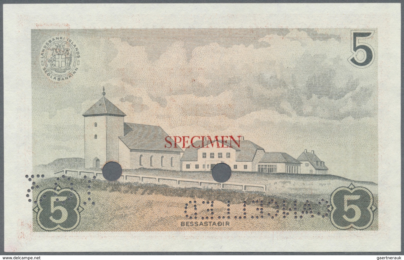 Iceland / Island: 5 Kronur L.21.06.1957 SPECIMEN, P.37as In Perfect UNC Condition - Iceland