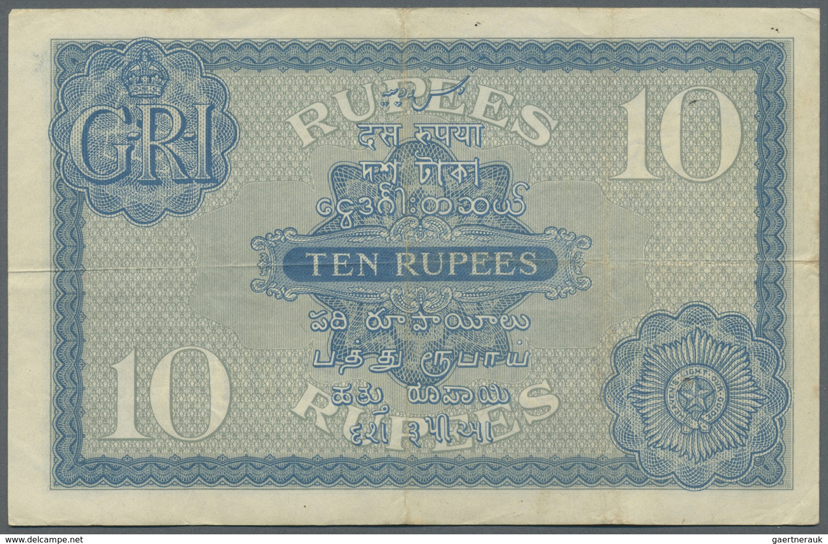 India / Indien: 10 Rupees ND(1917-30) With Signature Taylor, P.7b, Very Nice Looking Note With A Few - India