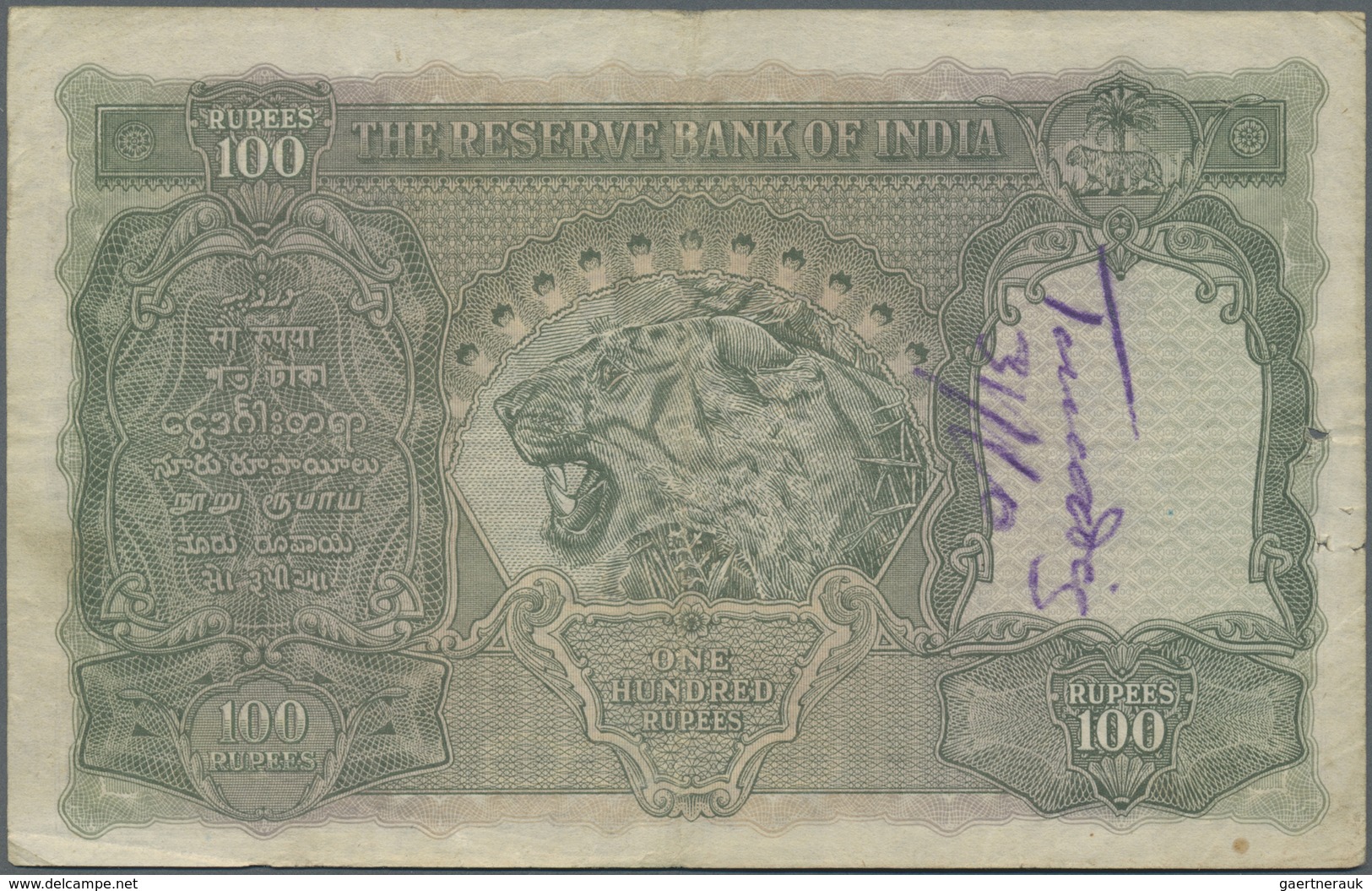 India / Indien: 100 Rupees ND P. 20b, Sign. Deshmukh, Issue For BOMBAY, Portrait KG VI, Used With Se - Indien