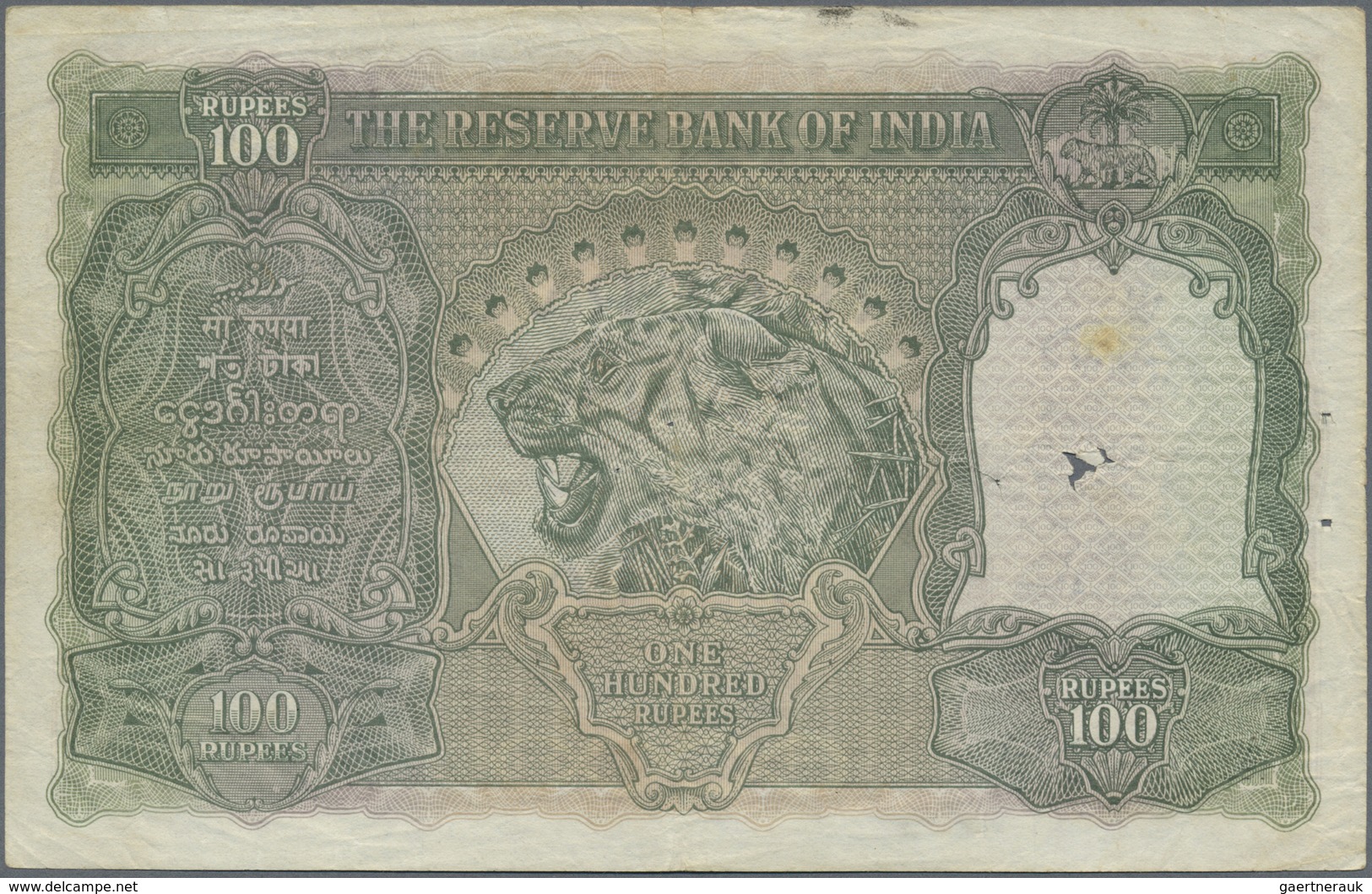 India / Indien: 100 Rupees ND(1937-43) CAWNPORE Issue P. 20g, Used With Folds And Light Creases In P - India