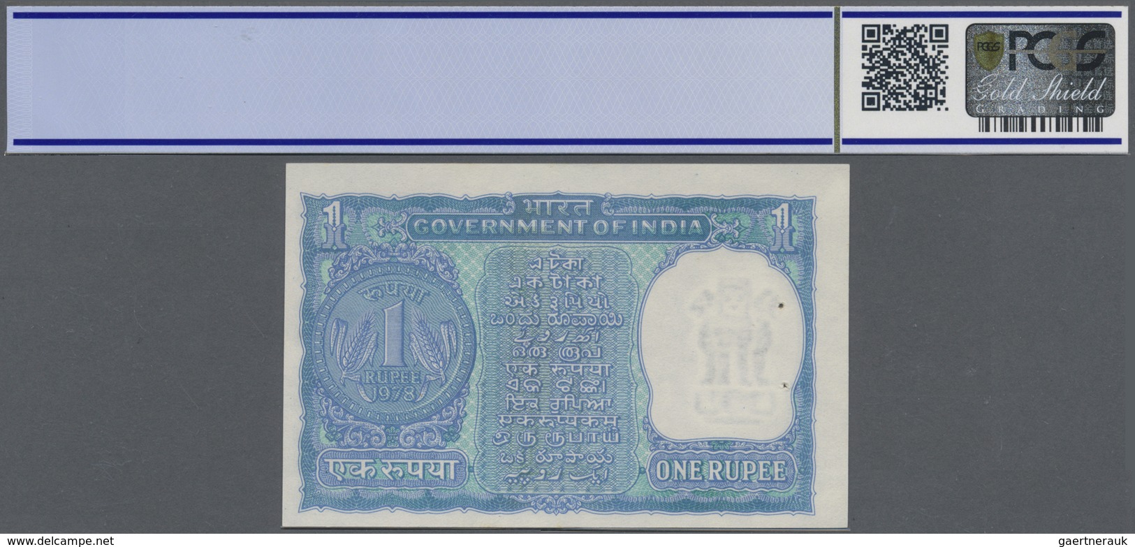 India / Indien: Rare Note 1 Rupee 1978 P. 77 With Error Print In Blue Green Instead Of Brown Color O - India