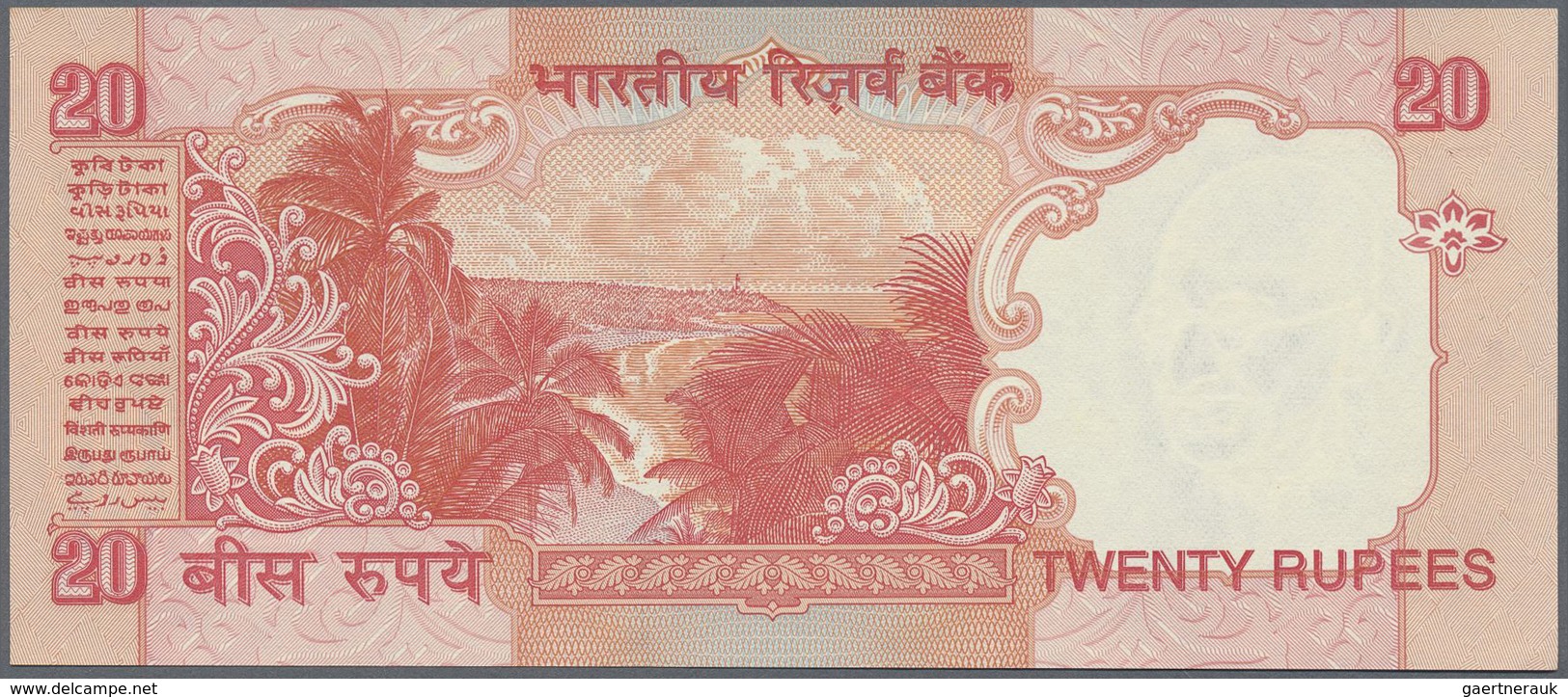 India / Indien: 10, 20, 50, 100, 500, 1000 Rupees, all first prefix 0AA 000008, P.95-100 in UNC (6 p