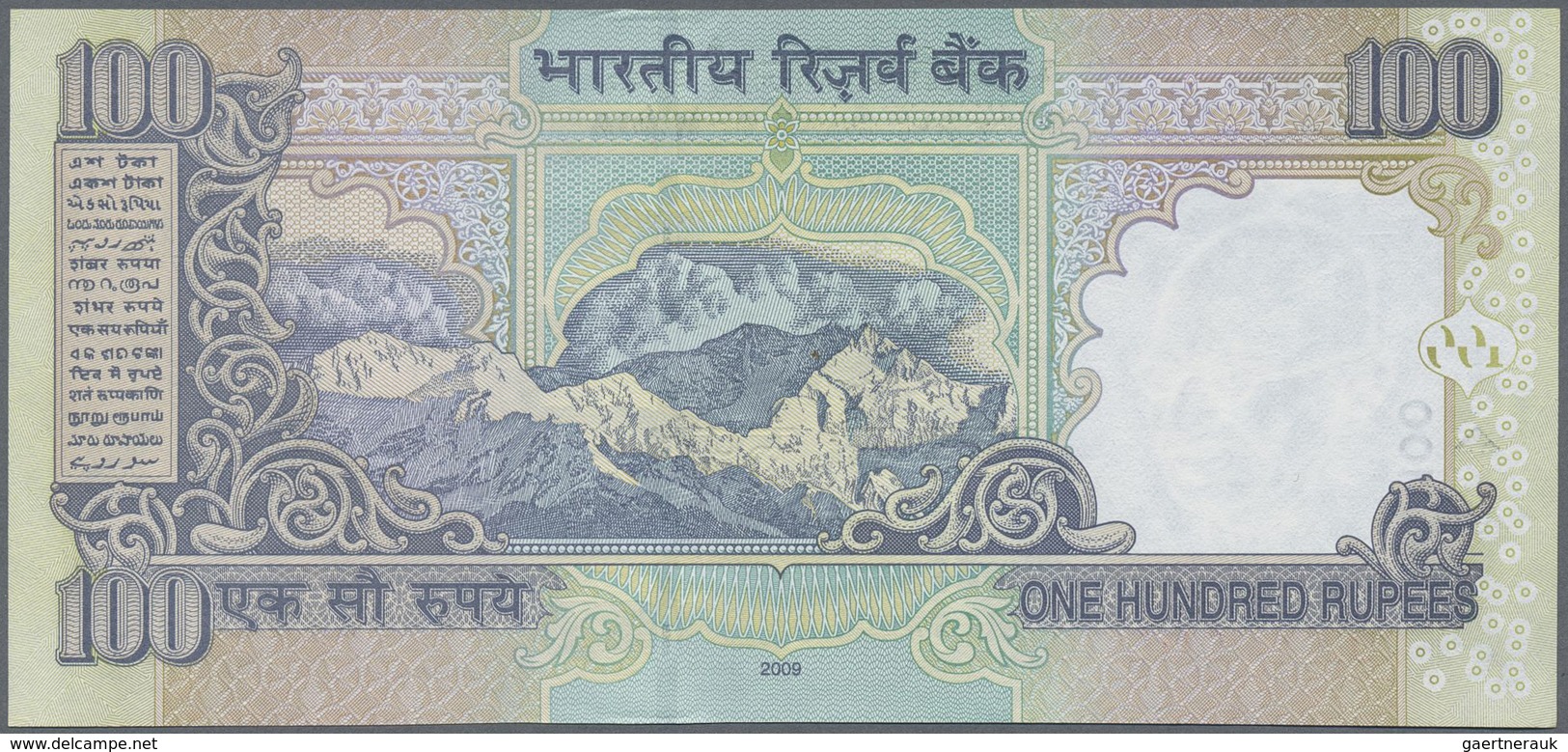 India / Indien: 10, 20, 50, 100, 500, 1000 Rupees, all first prefix 0AA 000008, P.95-100 in UNC (6 p