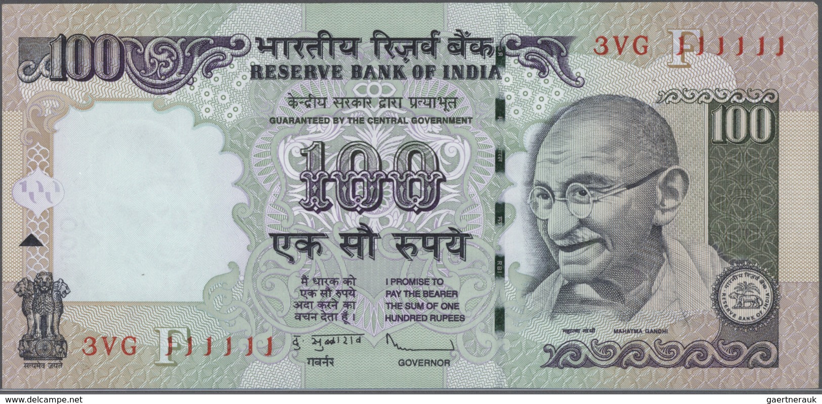 India / Indien: Set Of 10 Notes 100 Rupees 2009 P. 98 All With Interesting Serial Number Containing: - India