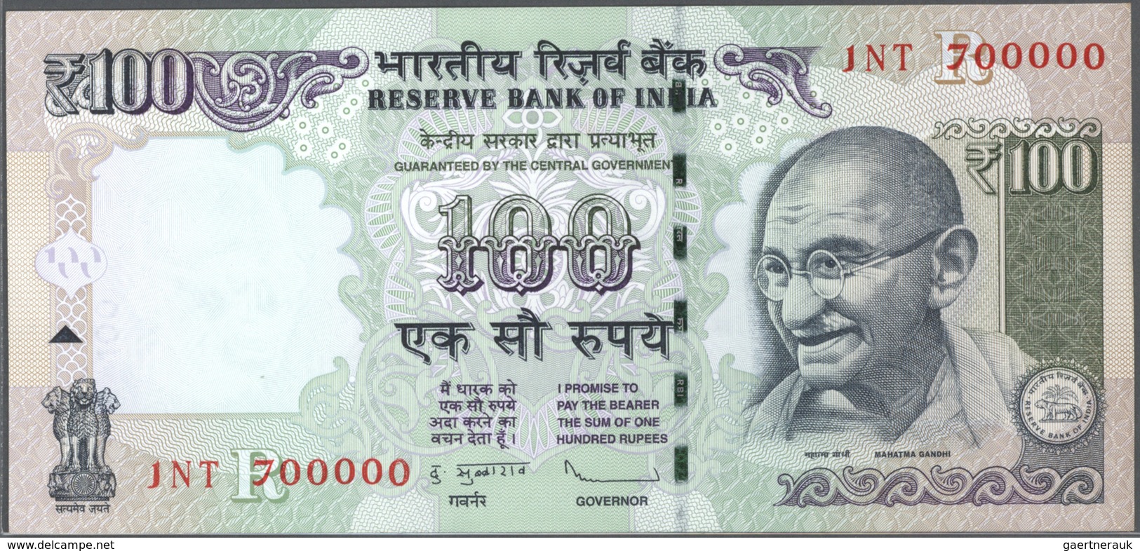 India / Indien: Set Of 9 Notes 100 Rupees 2009 P. 98 All With Interesting Serial Number Containing: - India