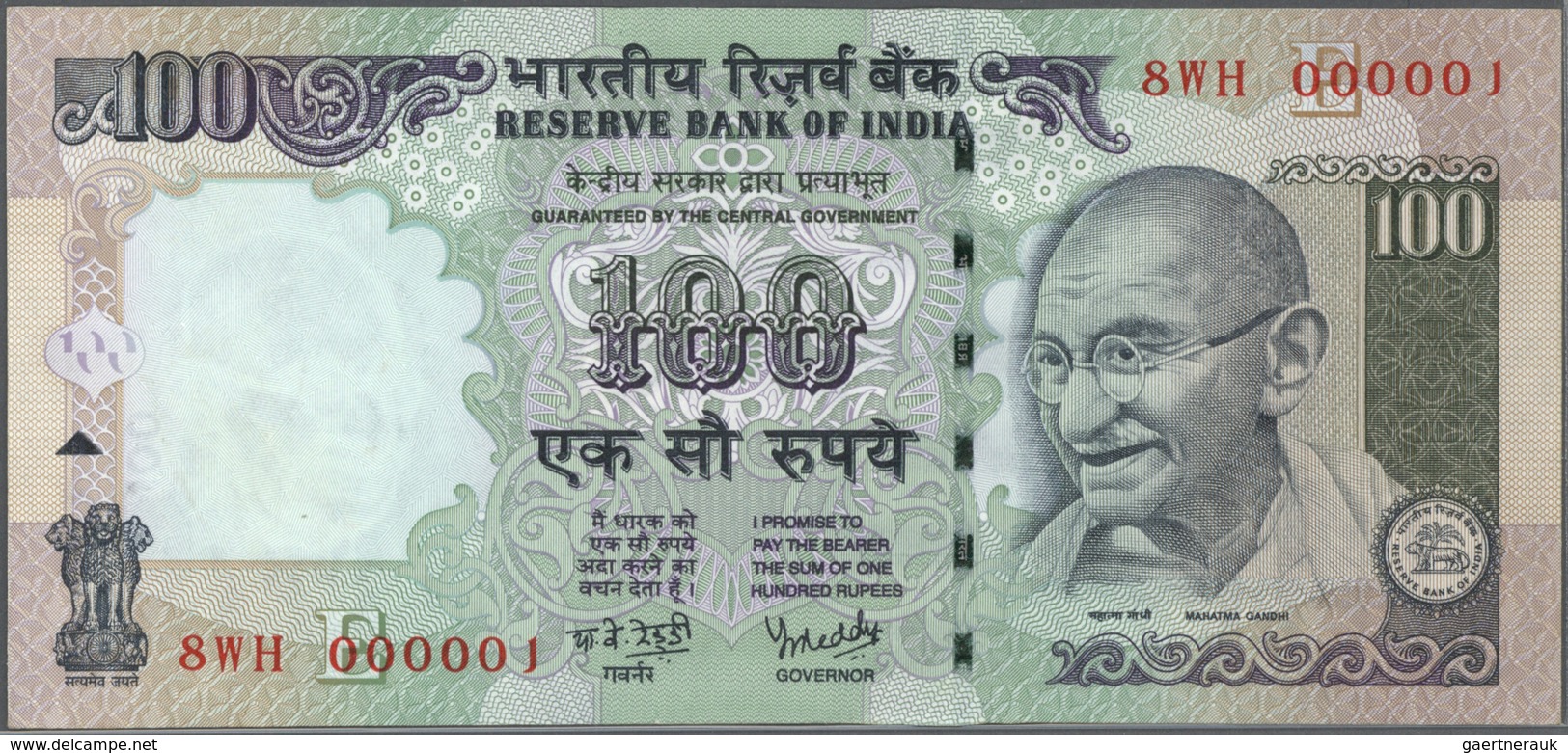 India / Indien: Et Of 10 Notes 100 Rupees 2009 P. 98 All With Interesting Serial Number Containing A - India