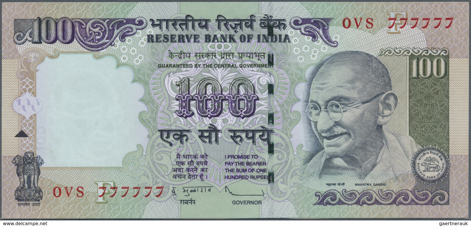 India / Indien: Et Of 10 Notes 100 Rupees 2009 P. 98 All With Interesting Serial Number Containing: - India
