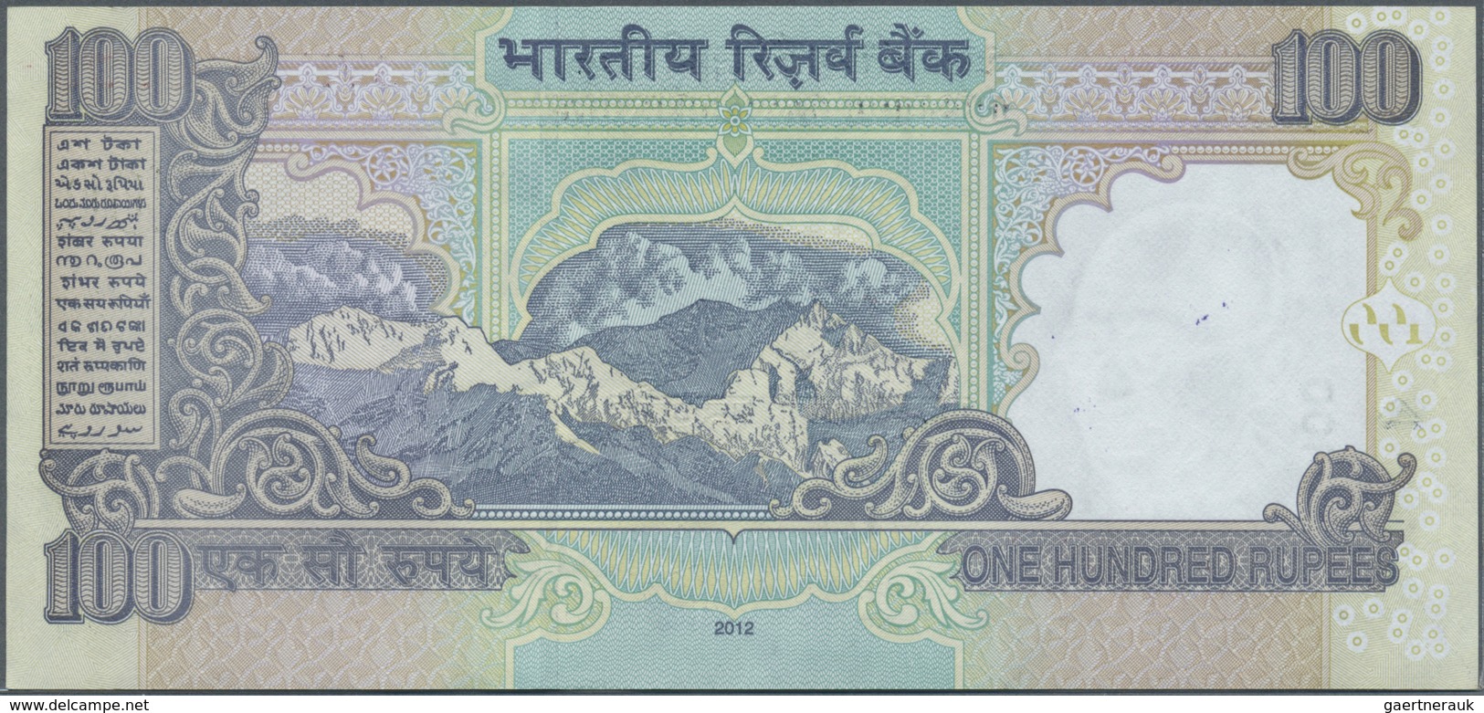 India / Indien: et of 10 notes 100 Rupees 2009 P. 98 all with interesting serial number containing: