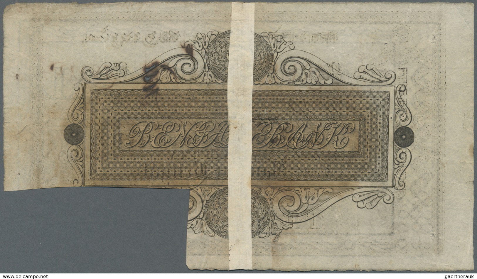 India / Indien: Bank Of Bengal Commerce Issue 10 Sicca Rupees 1830 P. S40, Stamped And Cut Cancelled - India